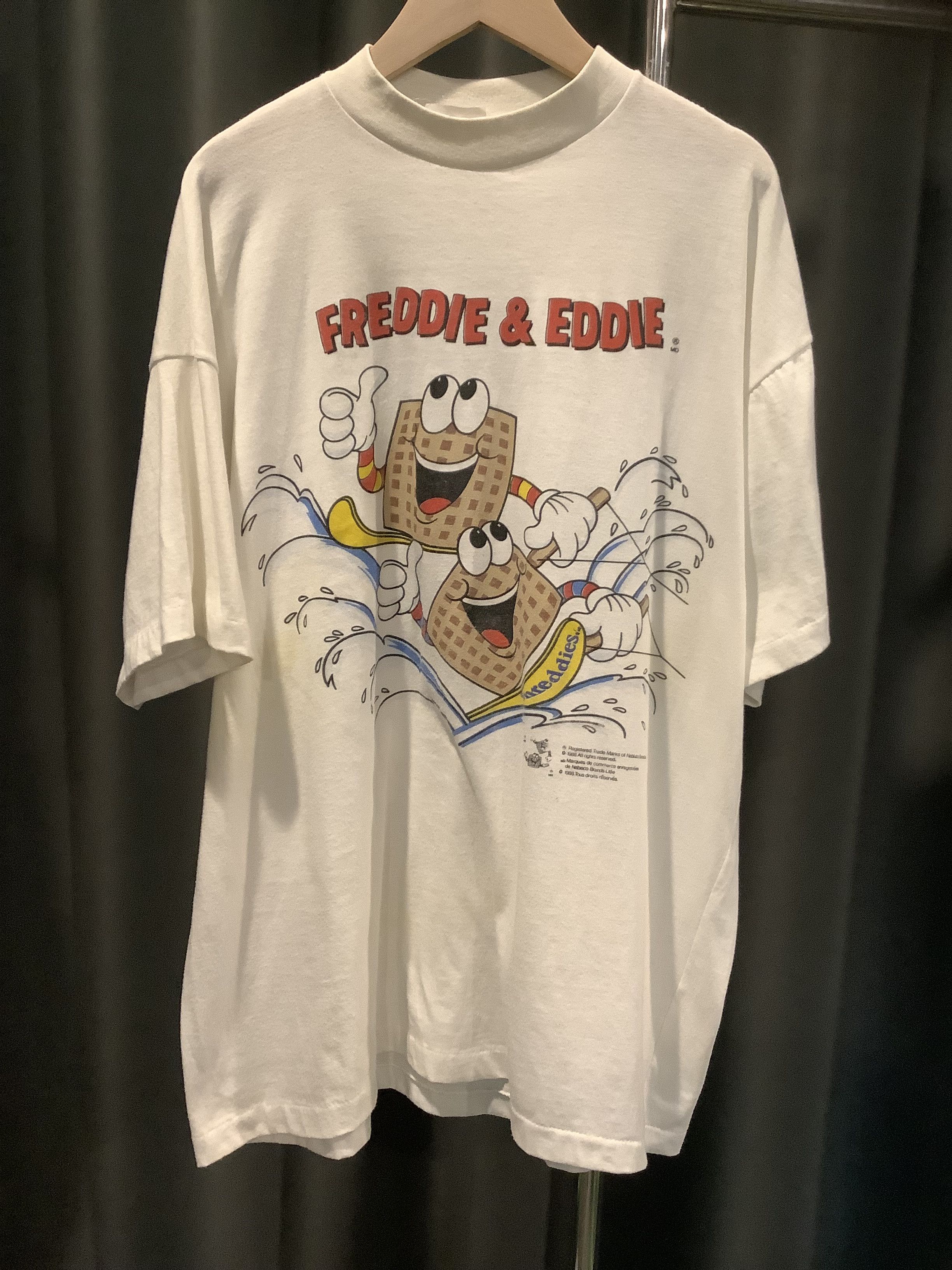 Japanese Brand × Vintage Vintage 90s Freddie&eddie white T-shirt single stitch Size US XL / EU 56 / 4 - 1 Thumbnail