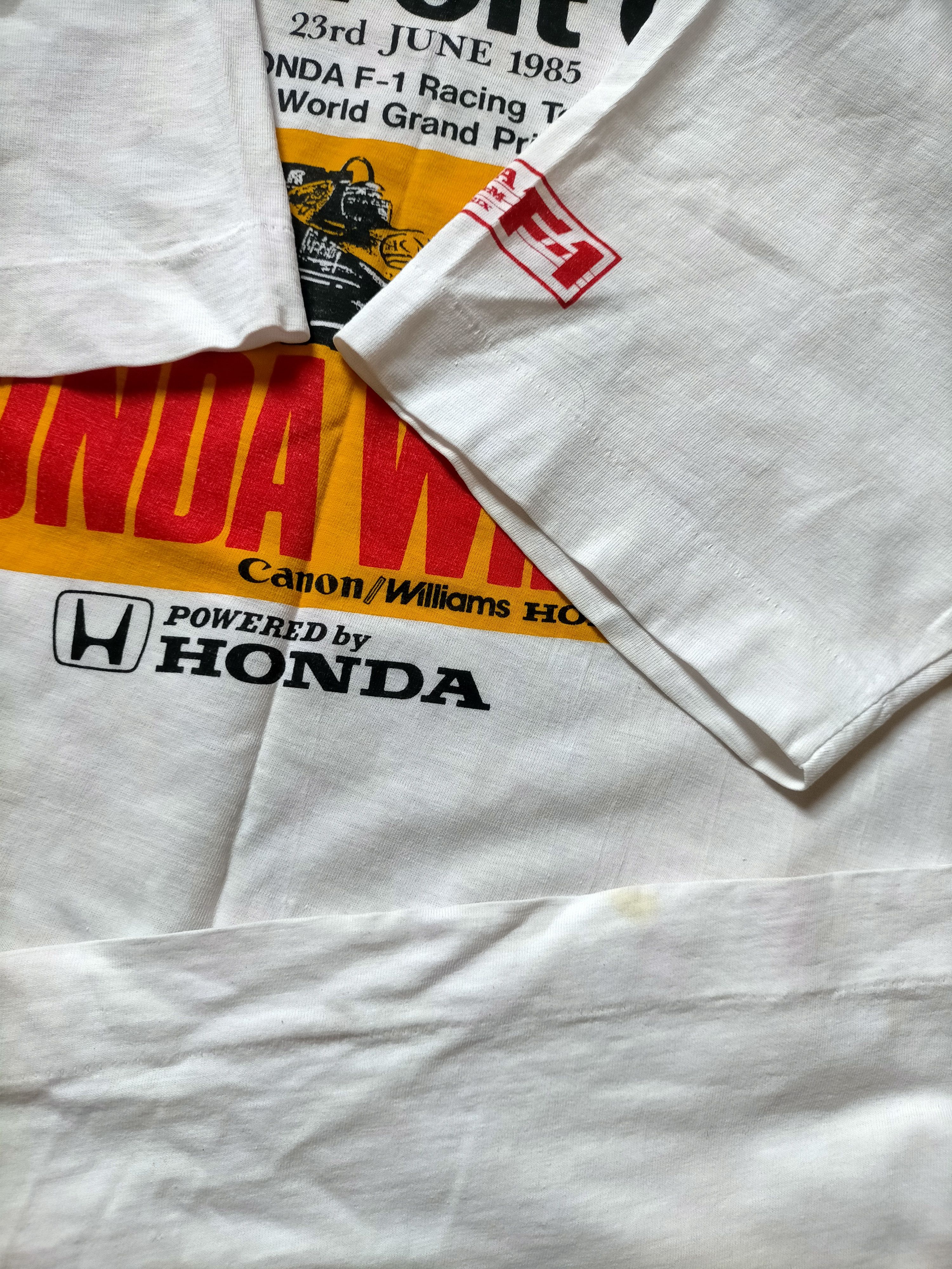 Honda Vintage 80s Honda F-1 single stich distress white tee Size US M / EU 48-50 / 2 - 5 Thumbnail