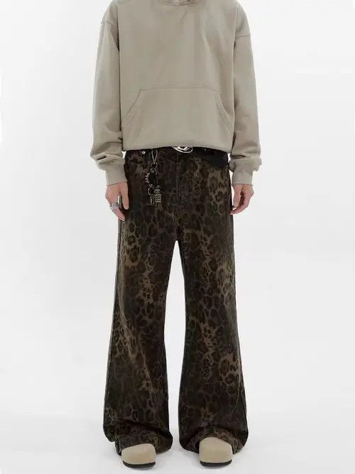 VIBE Vintage High Street Hip Hop Leopard Print Wide Leg Jeans Size US 32 / EU 48 - 2 Thumbnail