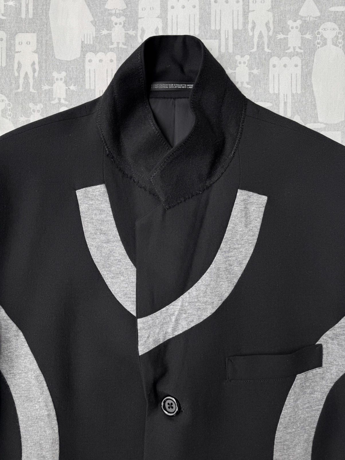Yohji Yamamoto Yohji Yamamoto Pour Homme SS07 Jersey Appliqué Stripe Blazer Size 50L - 3 Thumbnail