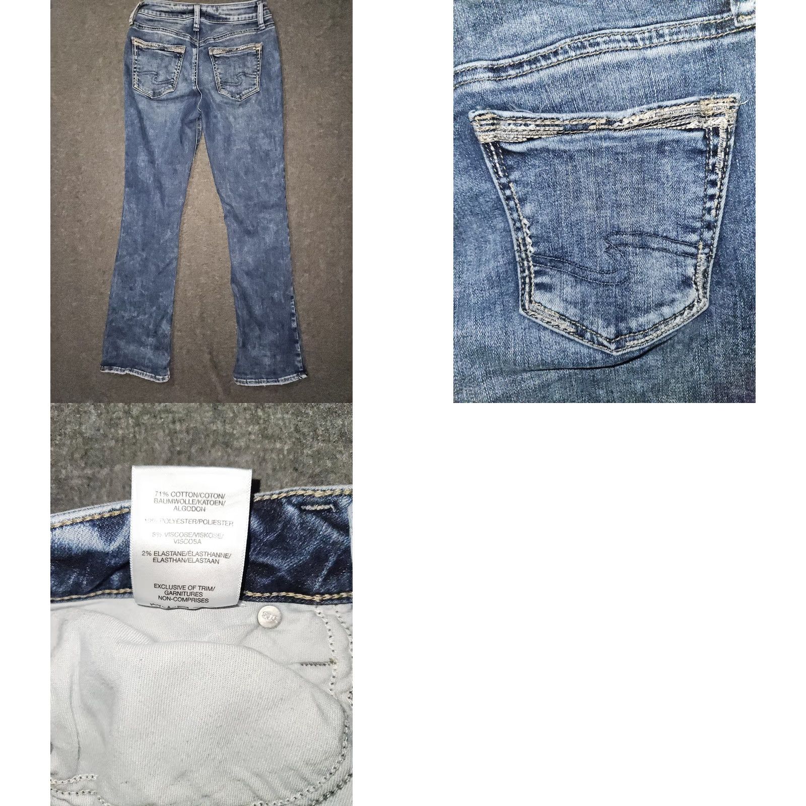 Silver Jeans Co. VINTAGE Silver Jeans Avery Slim Boot Jeans 26/31 Low Rise Blue Embroidered Size 26" / US 2 / IT 38 - 8 Thumbnail