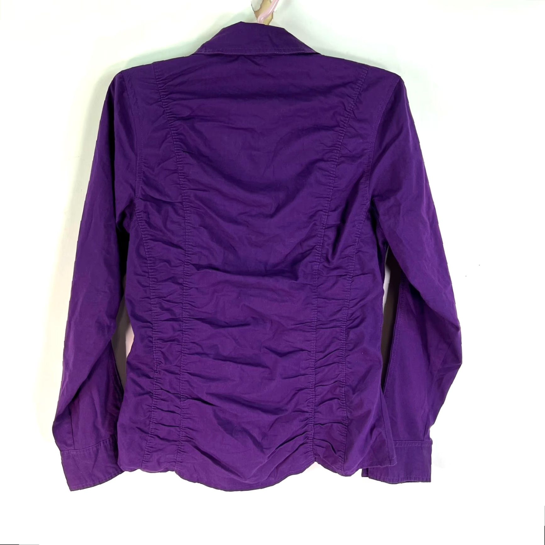 Sean John Sean John Ruched Button Top Womens Size L Purple Long Sleeve Off Set One Word: Button-Up Shirt Womens L Purple Sean John Ruched Off Set Button Top Size L / US 10 / IT 46 - 5 Thumbnail