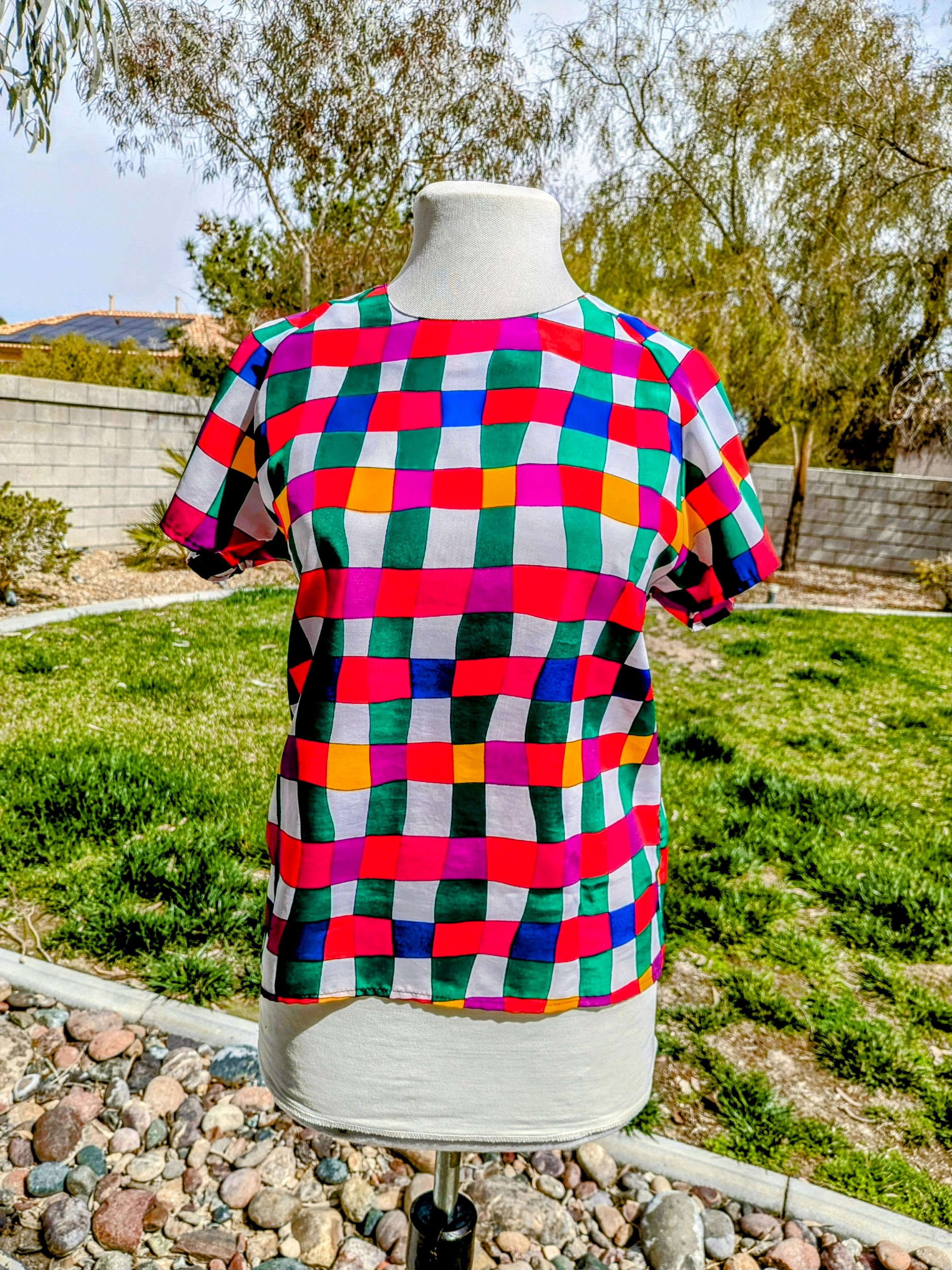 Designer Petite Impressions Pullover Blouse Multicolor Rattan Check Size M / US 6-8 / IT 42-44 - 1 Thumbnail