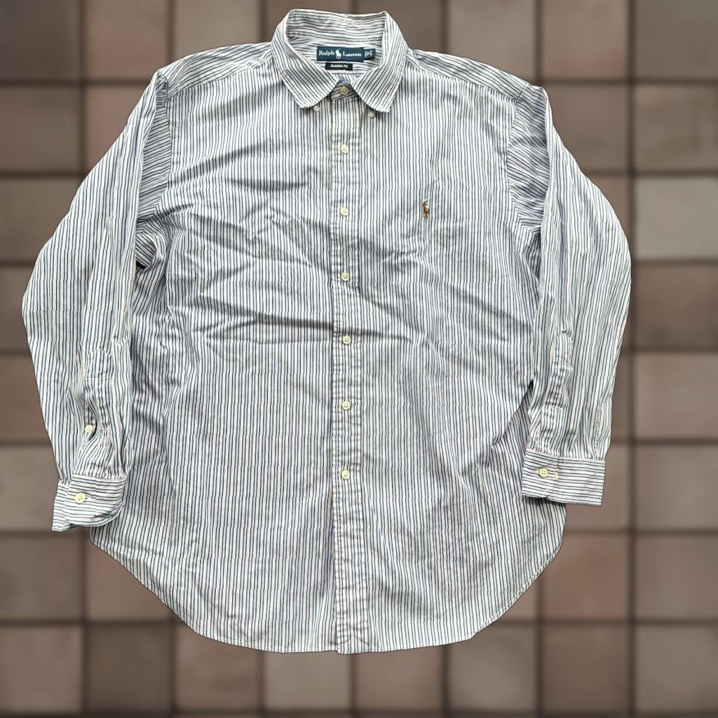 Polo Ralph Lauren VINTAGE Polo Ralph Lauren Shirt Men 17 32/33 Striped Cotton Long Sleeve Button Up Shirt Size US XL / EU 56 / 4 - 1 Thumbnail
