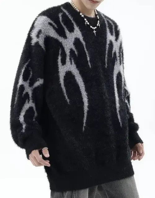 VIBE Avant garde fashion gothic print sweater knitwear Size US XL / EU 56 / 4 - 3 Thumbnail