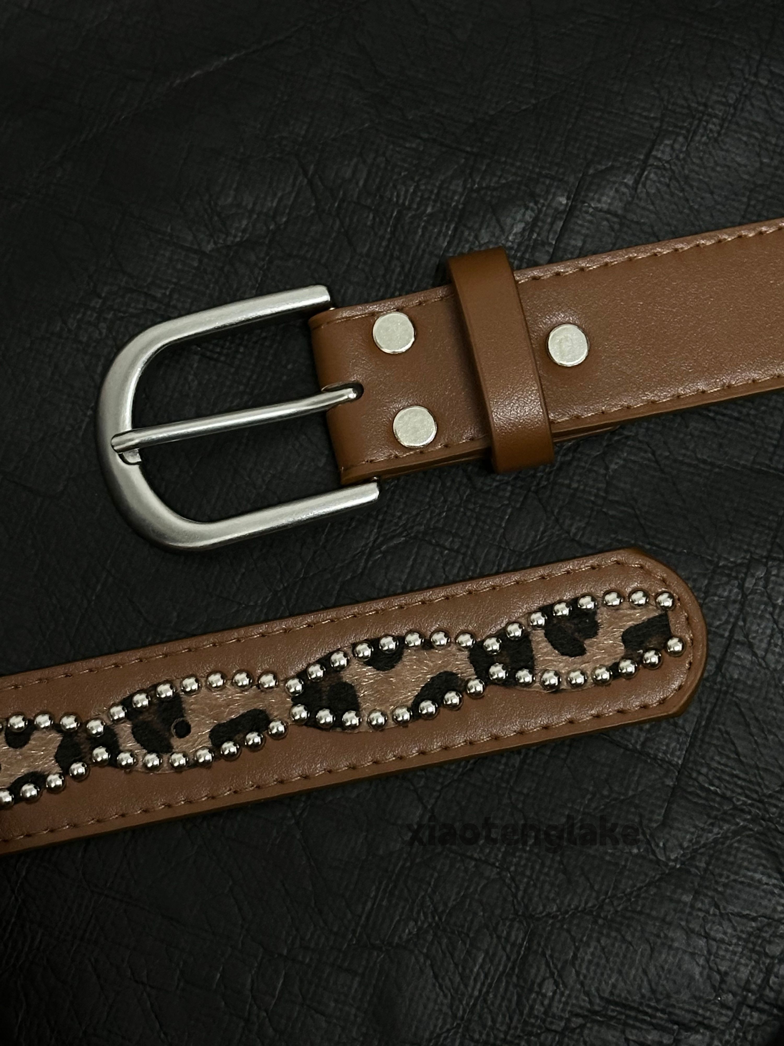 Vintage Utility studded rivet patchwork yuppie pattern belt Size ONE SIZE - 2 Thumbnail