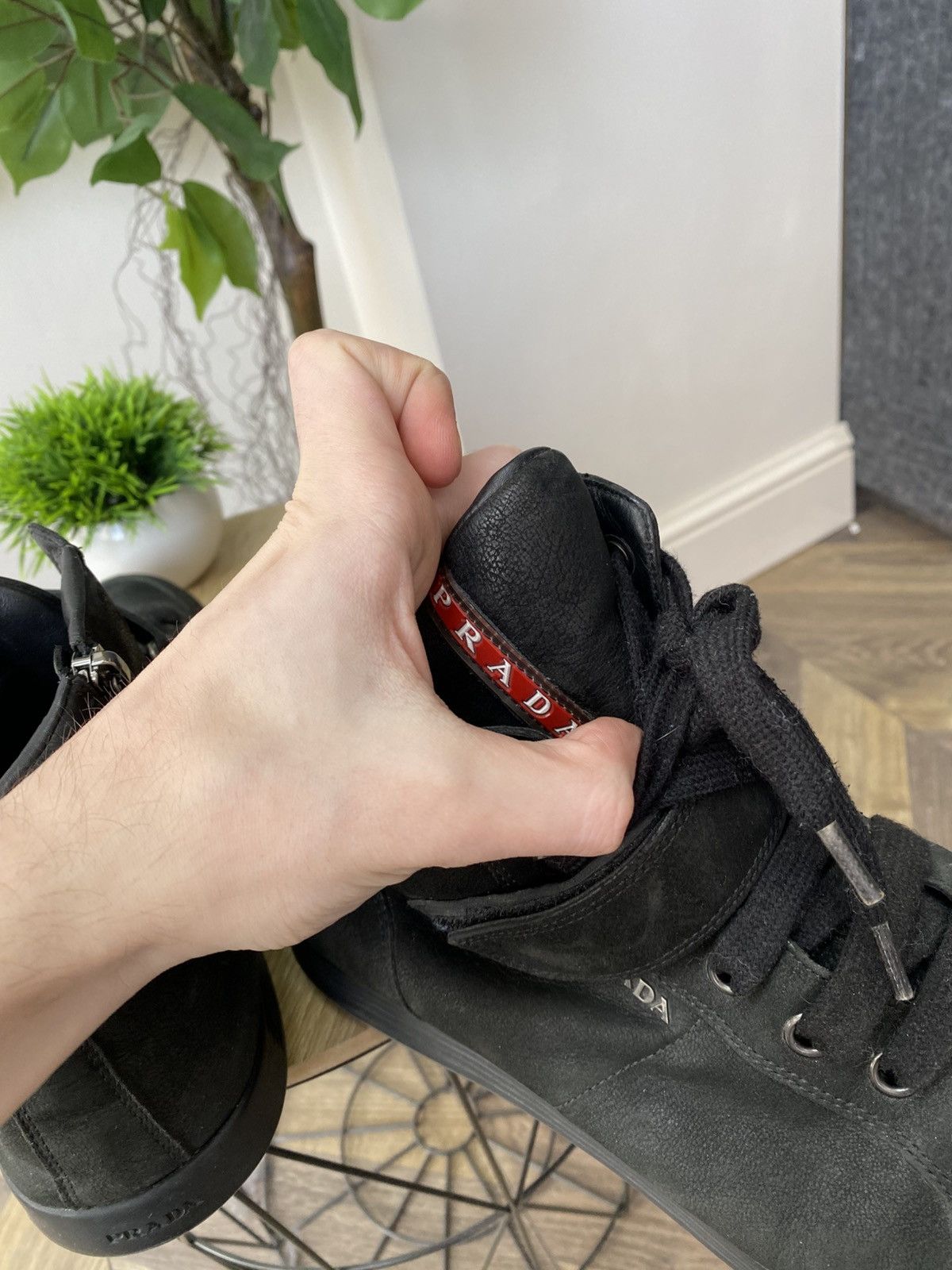 Prada LUXURY PRADA RED TAB HIGH-TOP SNEAKERS SHOES Size US 8.5 / EU 41-42 - 13 Thumbnail