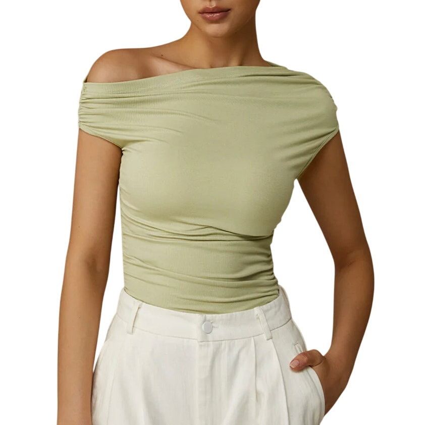 Other Commense Yellow Asymmetrical Neck Sleeveless Ribbed T-Shirt Size L / US 10 / IT 46 - 4 Thumbnail