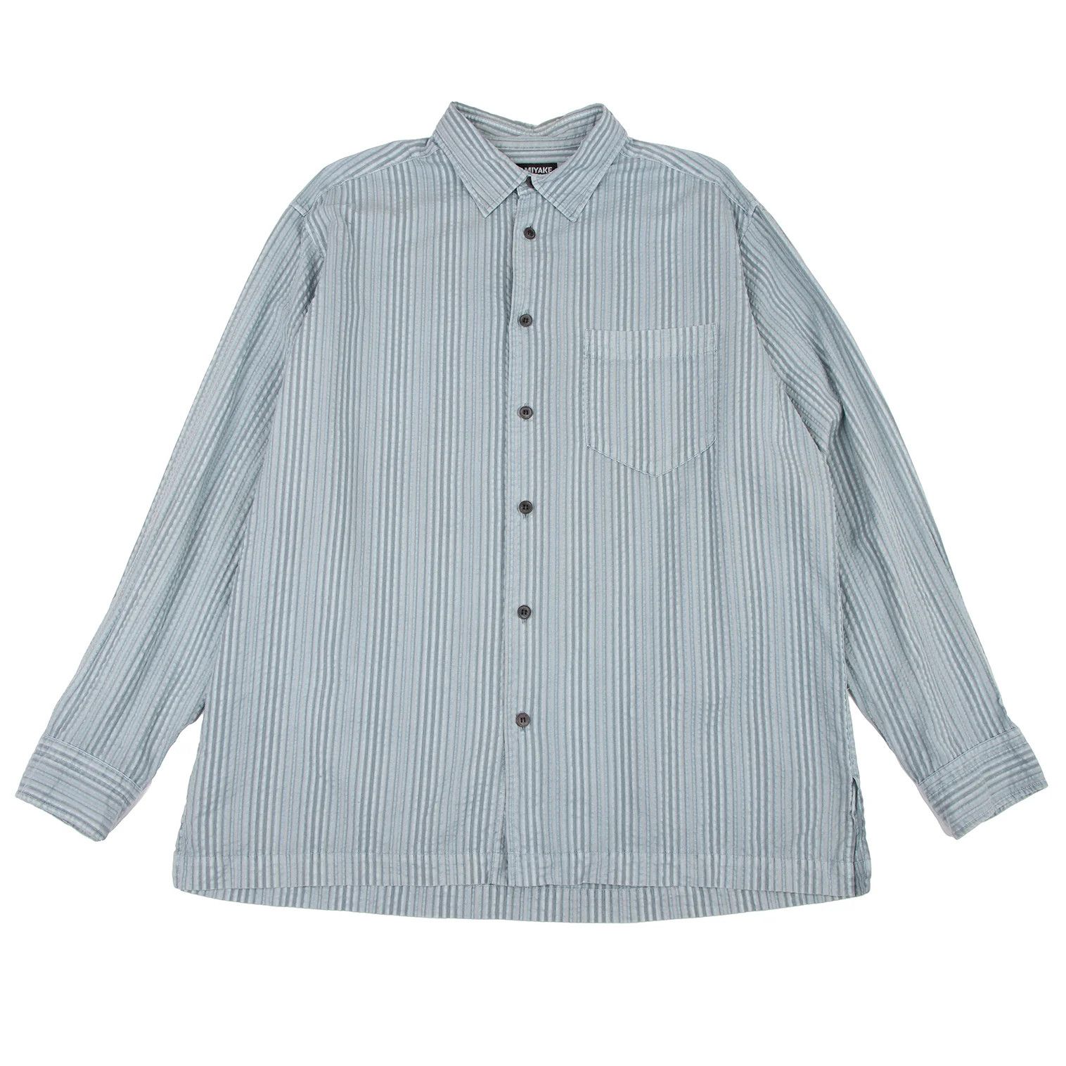 Issey Miyake Striped Print Shirt in Light Blue Gray Size US XS / EU 42 / 0 - 1 Thumbnail
