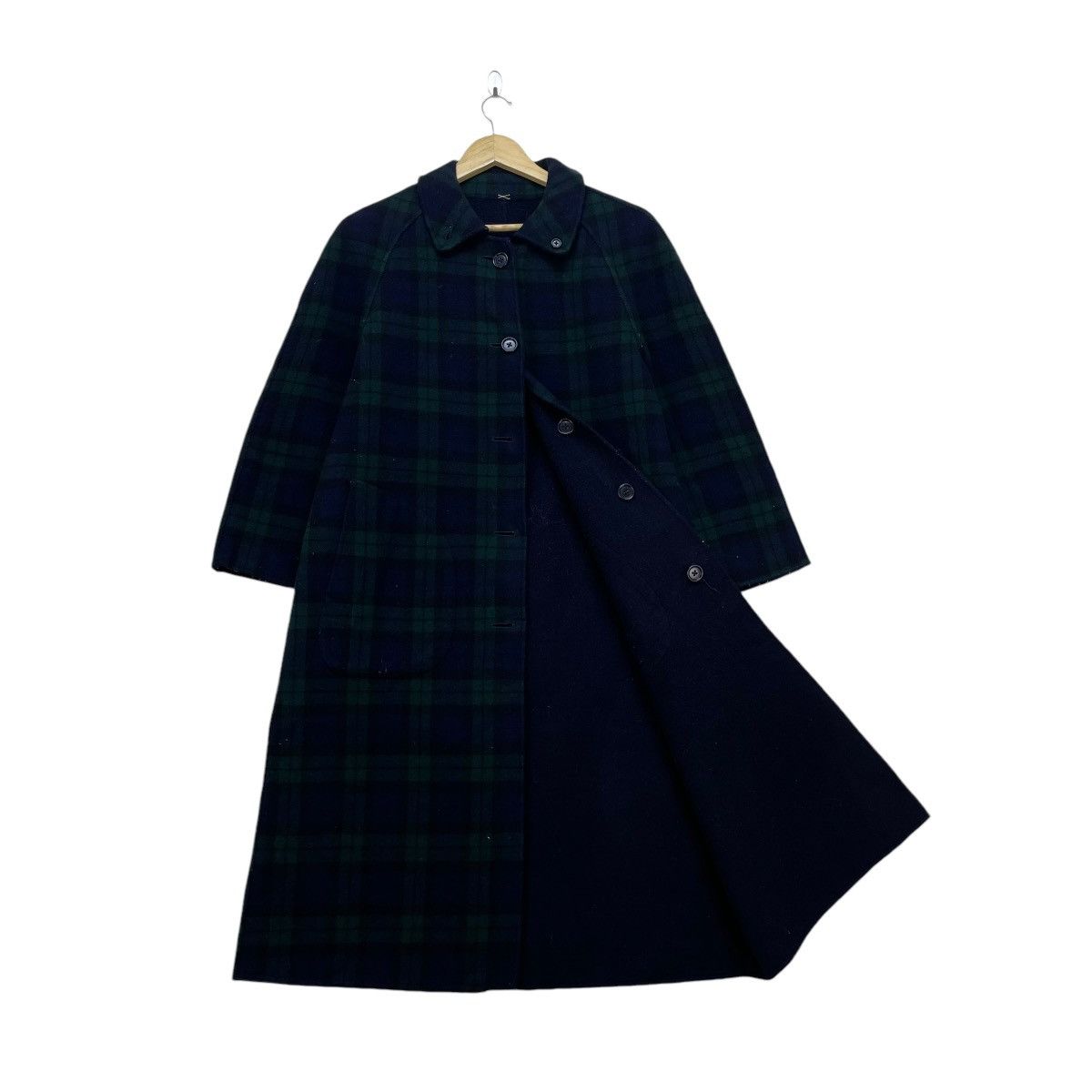 💥Vintage J Press Wool Reversible Long Coat Tartan Jacket