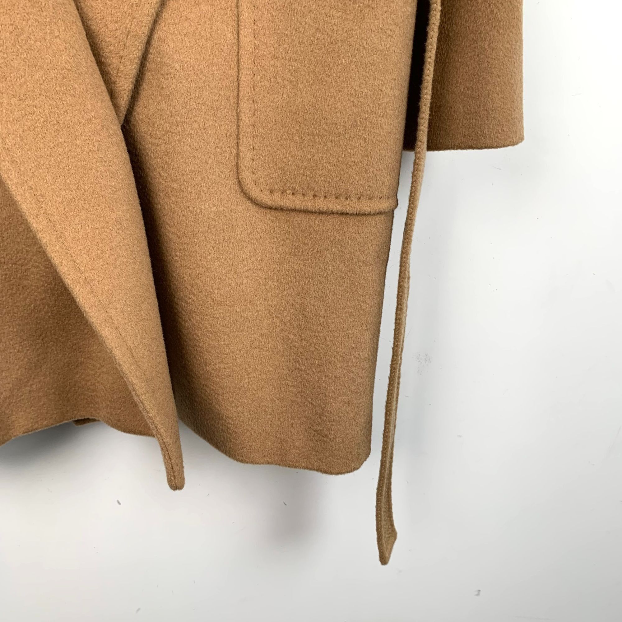 Max Mara Maxmara Brown Camel Wool Hooded Belted Overcoat Coat XXS/34 Size XXS / US 00 / IT 34 - 5 Thumbnail