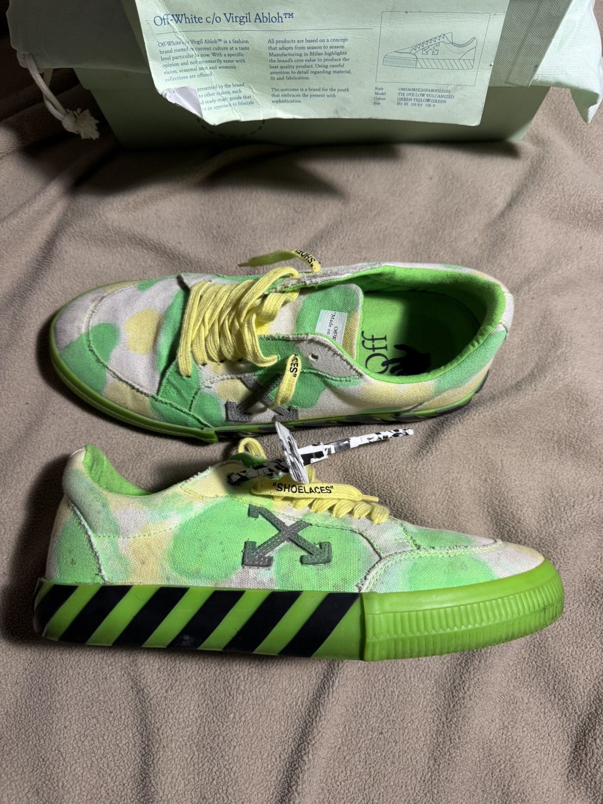 Off-White Off-White Vulcanized tie dye green and yellow Size US 10 / EU 43 - 1 Thumbnail