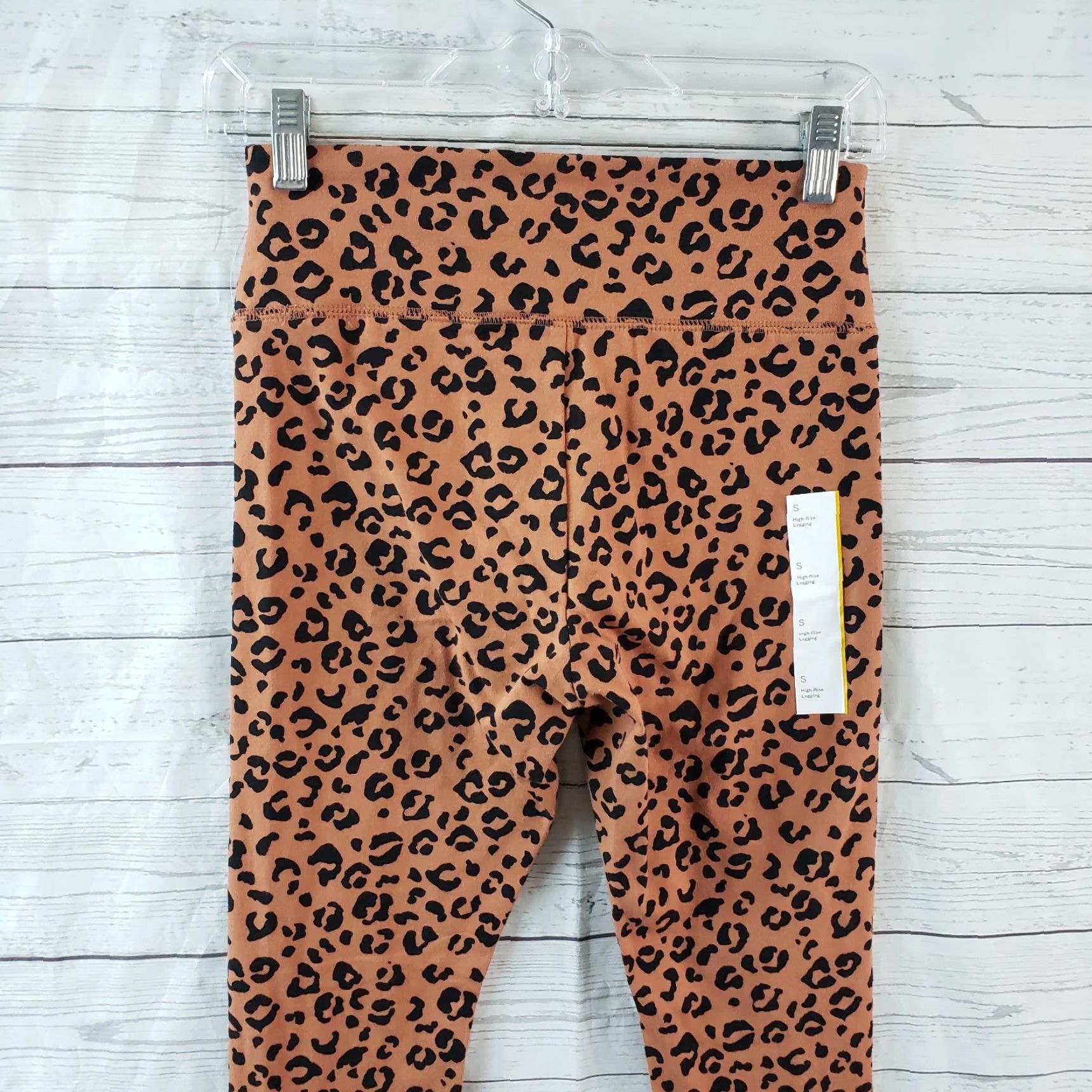 Vintage Wild Fable High Rise Leggings Womens Sz Small Black Brown Animal Print Cotton Size 32" / US 10 / IT 46 - 4 Thumbnail