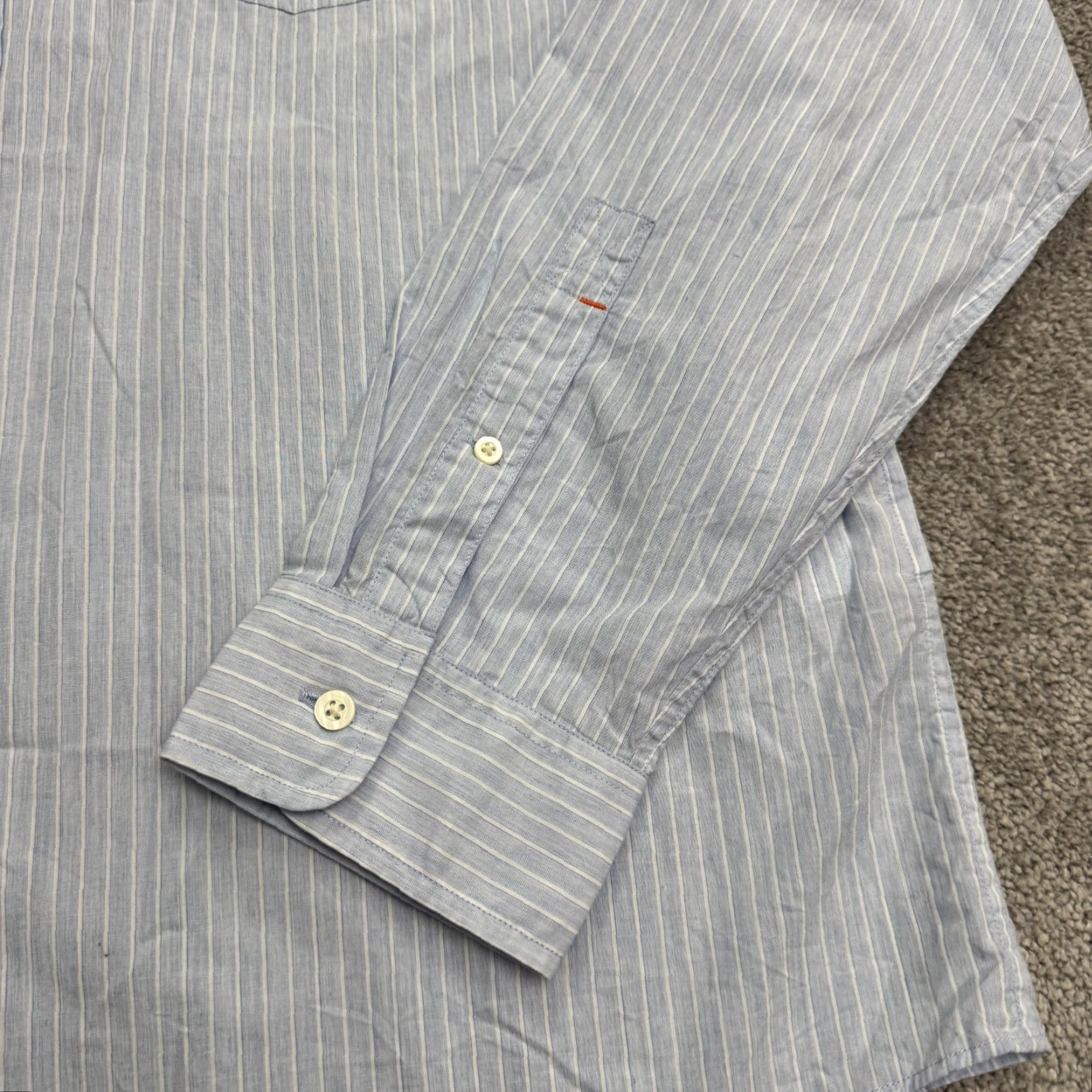 Vintage JACK SPADE Men's Dress Shirt 2XL Blue White Striped Cotton Casual Workwear Size 48R - 5 Thumbnail