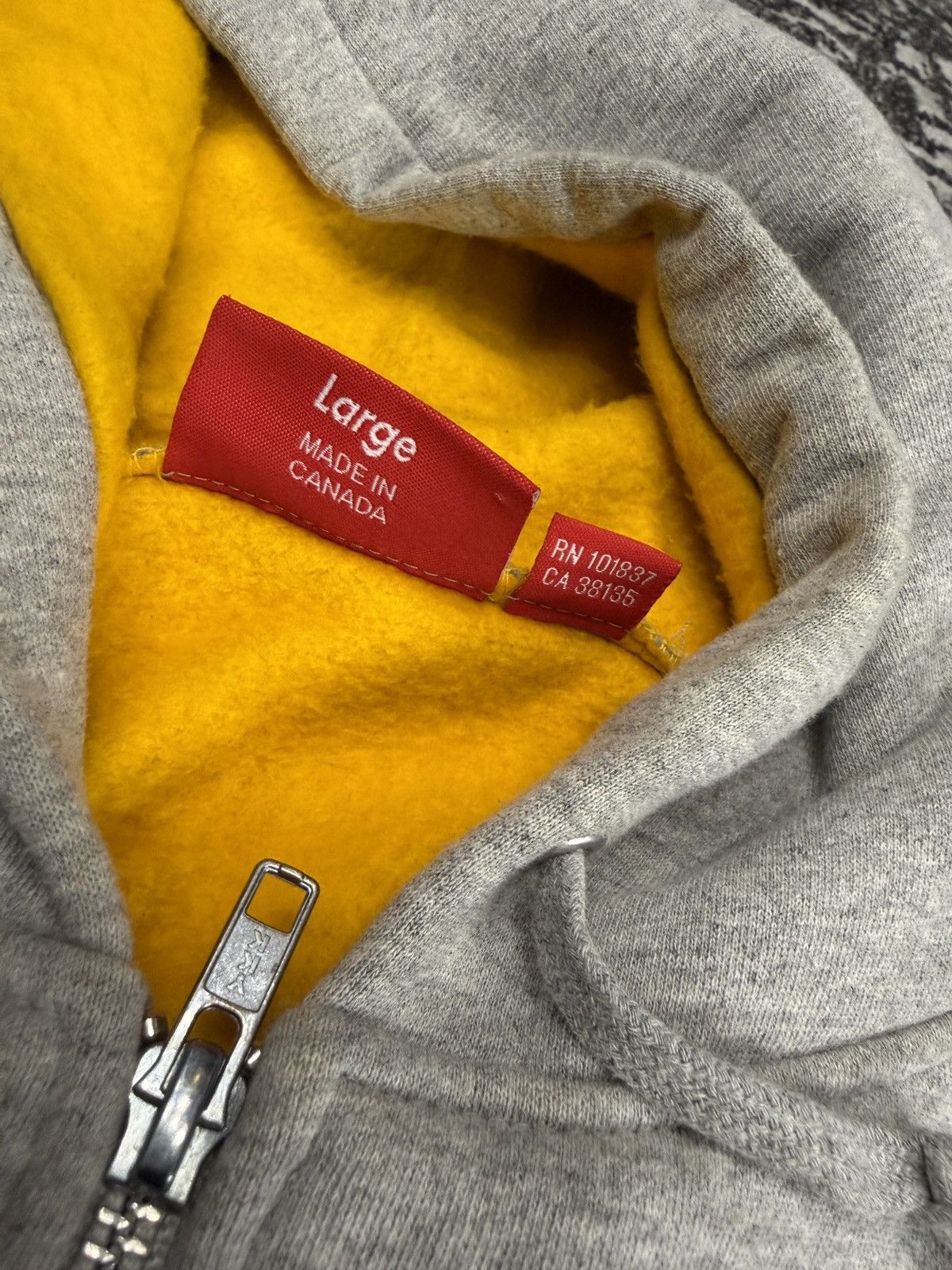 Supreme Supreme Box Logo Zip Up Hoodie – Heather Grey/Yellow (Large) Size US L / EU 52-54 / 3 - 4 Thumbnail