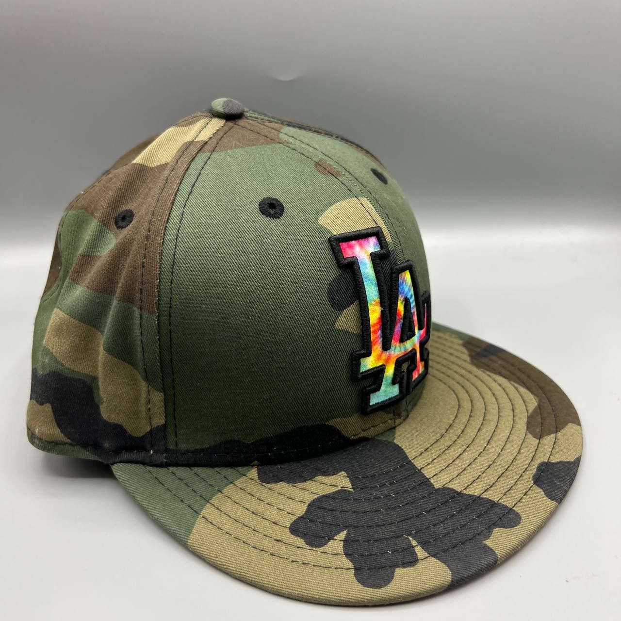 New Era Los Angeles LA Dodgers Hat Men 7 1/4 Green Camo Fitted Cap Size ONE SIZE - 3 Thumbnail
