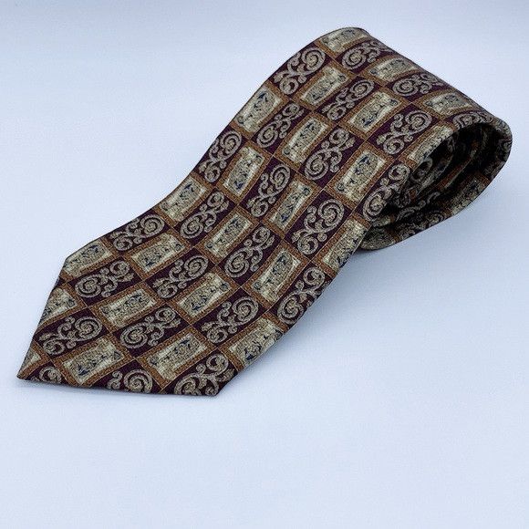 Dior Vintage Christian Dior Silk Brown Paisley Pattern Tie Size ONE SIZE - 3 Thumbnail