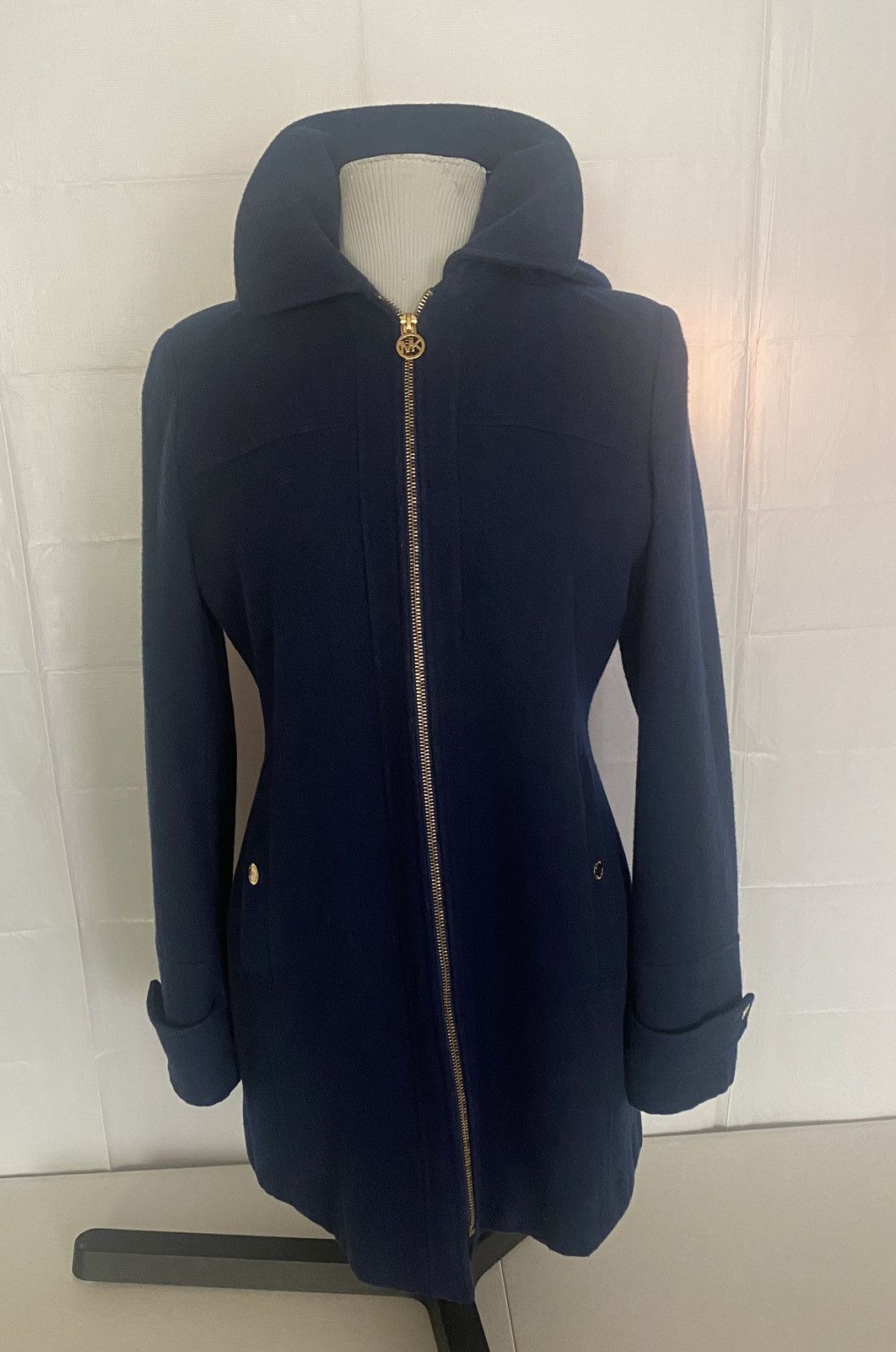 Michael Kors Michael Kors Women's Navy Blue Wool Blend Coat w/Hood Medium Size M / US 6-8 / IT 42-44 - 1 Thumbnail