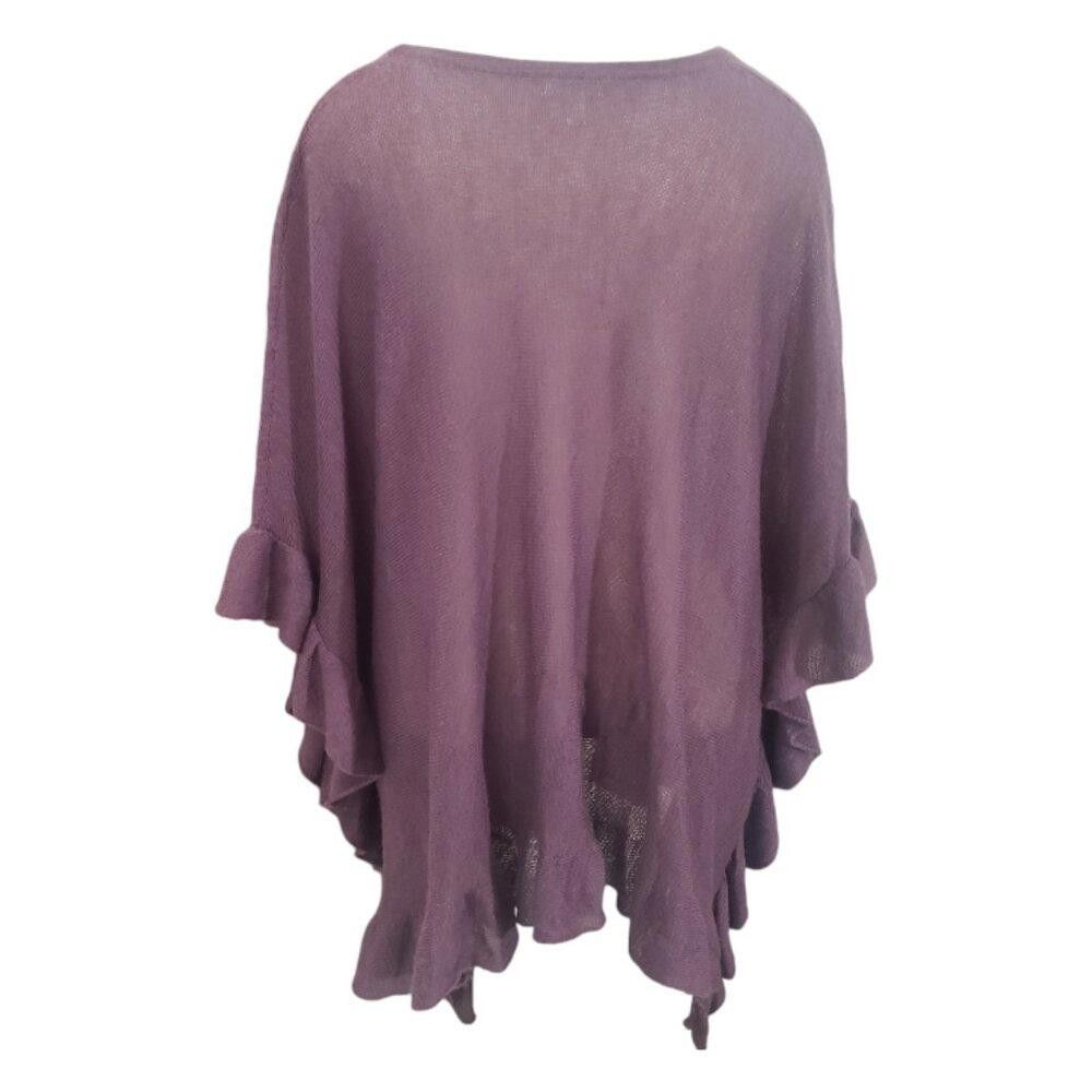 Designer CT1987 Garnet Hill Purple Ruffle Trim Cashmere Sweater M Size M / US 6-8 / IT 42-44 - 5 Thumbnail
