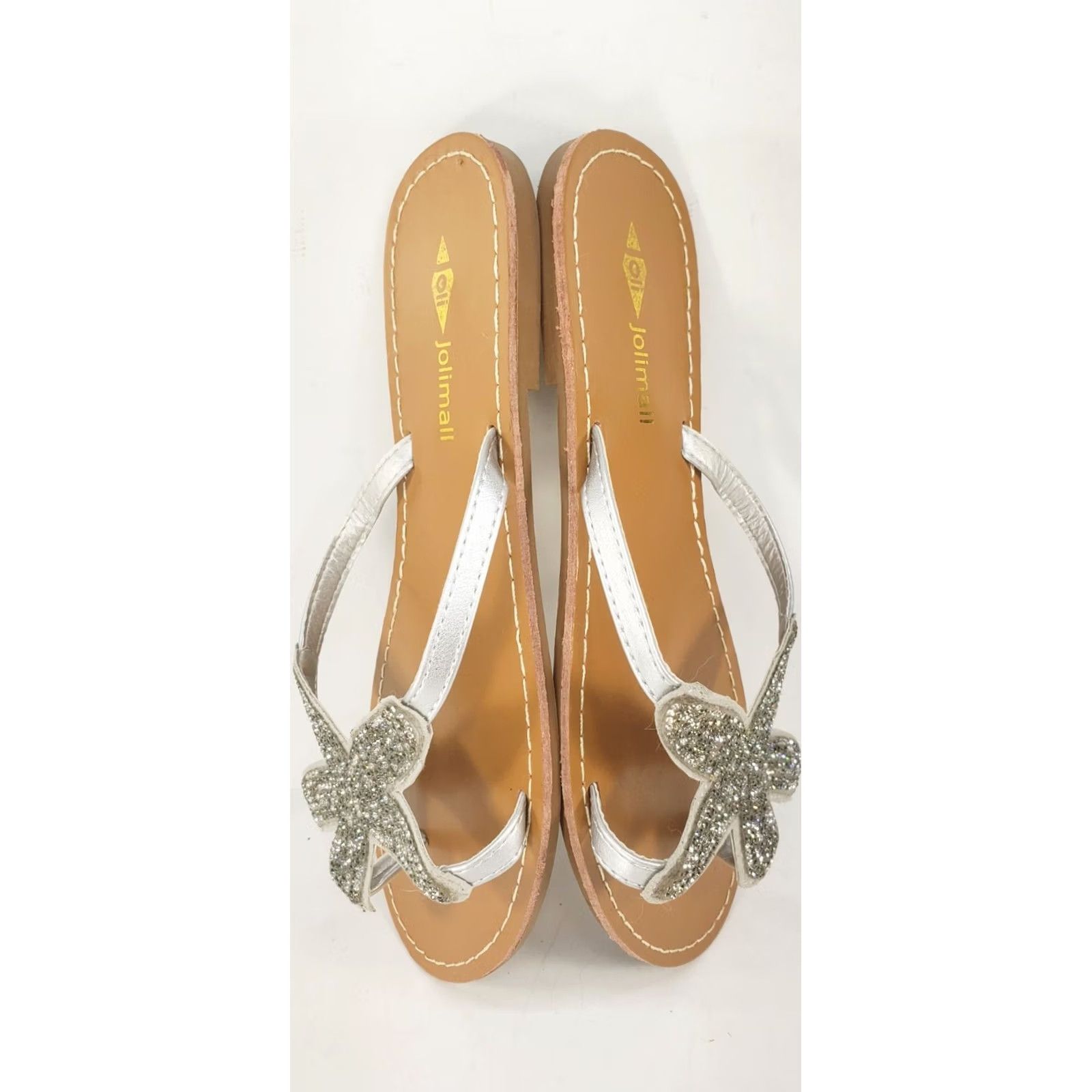 Vintage Jolimall Womens Flat Summer Toe Post Sandals Size 6 Crystal Beaded Starfish Upfront with Silver Straps Size US 6 / IT 36 - 7 Thumbnail