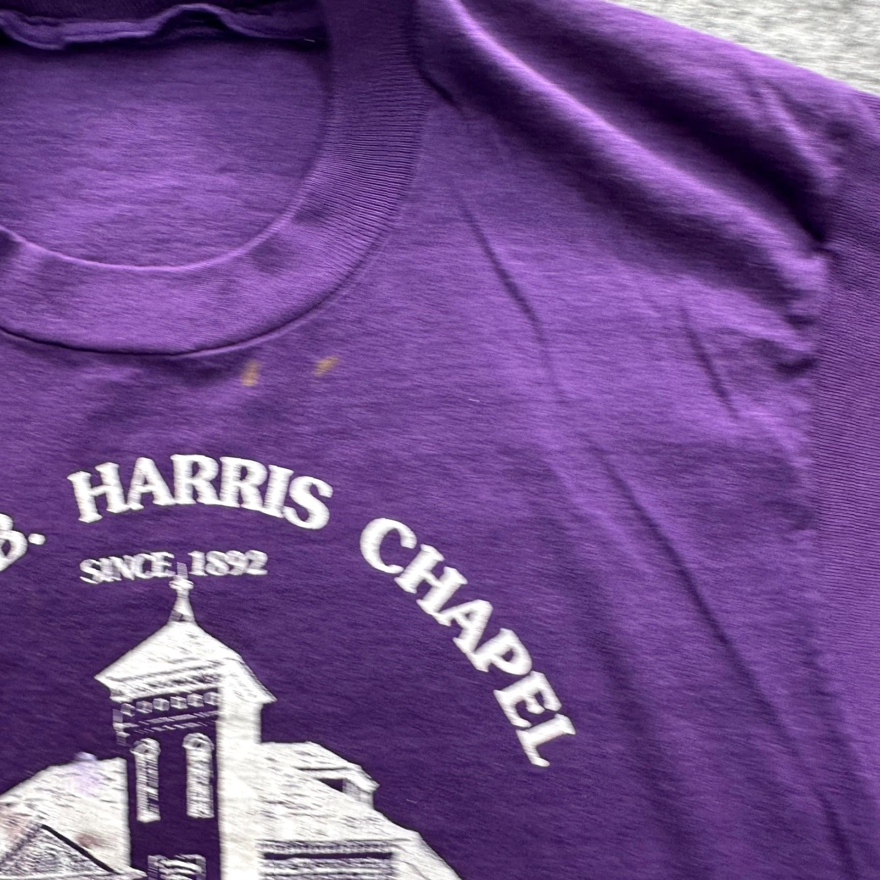 Vintage VINTAGE Susan B Harris Chapel College Shirt Mens Medium Purple Graphic Print Crew Neck 1892 Young Harris College Size US M / EU 48-50 / 2 - 7 Thumbnail