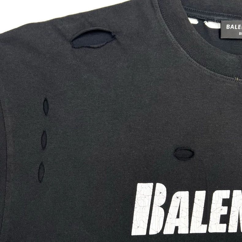 Balenciaga Balenciaga Black large ripped classic lettering logo distr Size US XS / EU 42 / 0 - 6 Thumbnail
