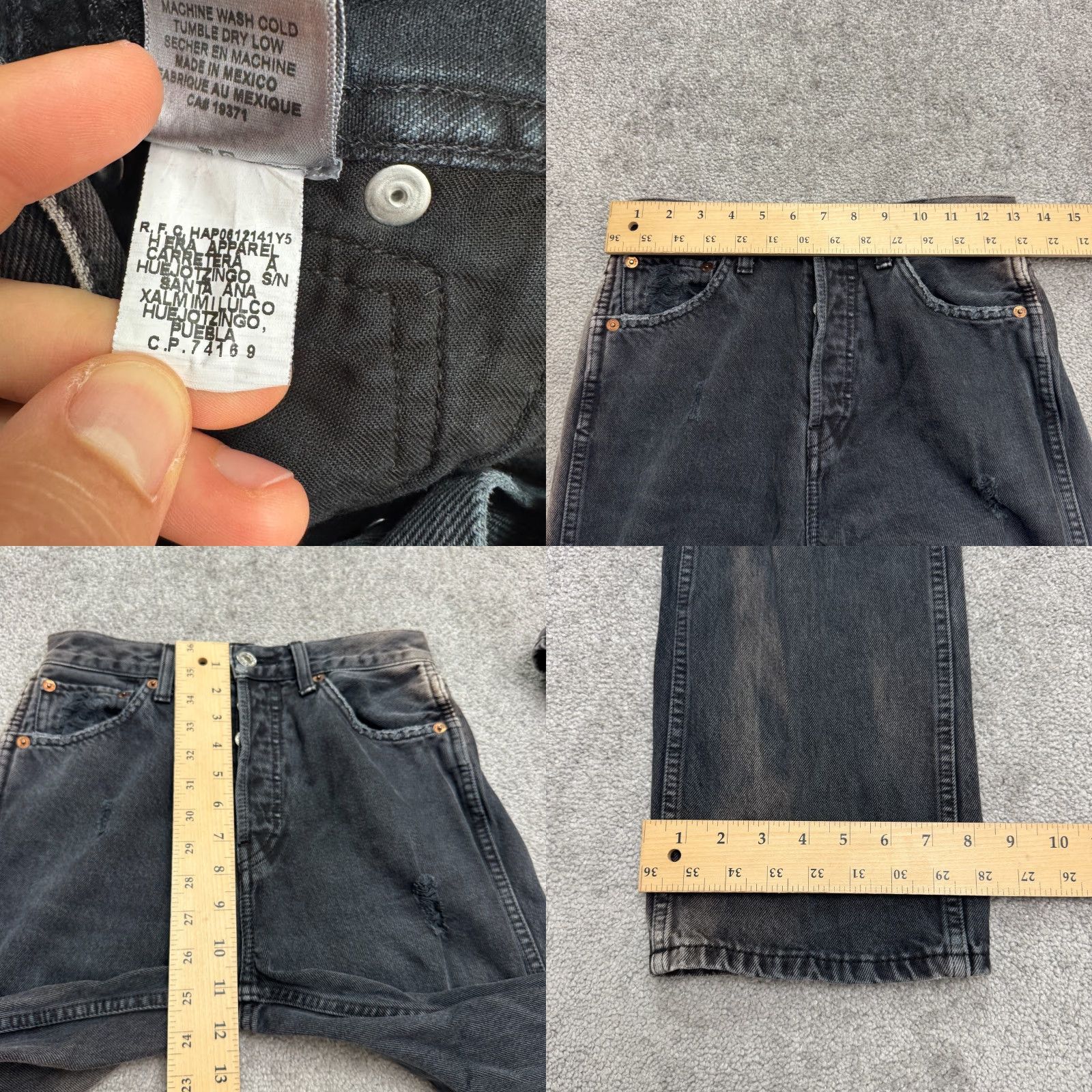 RE/DONE Re/Done 90s High Rise Loose Fit Button Fly Denim Jeans Womens 25 Black Size 42" / US 20 - 8 Thumbnail