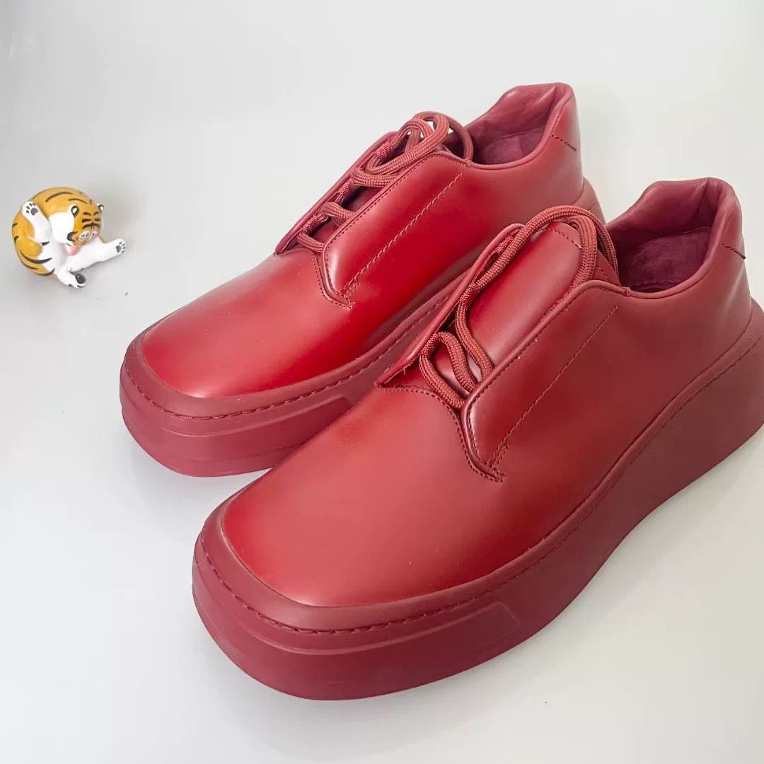 prada red chunky sole derby shoes