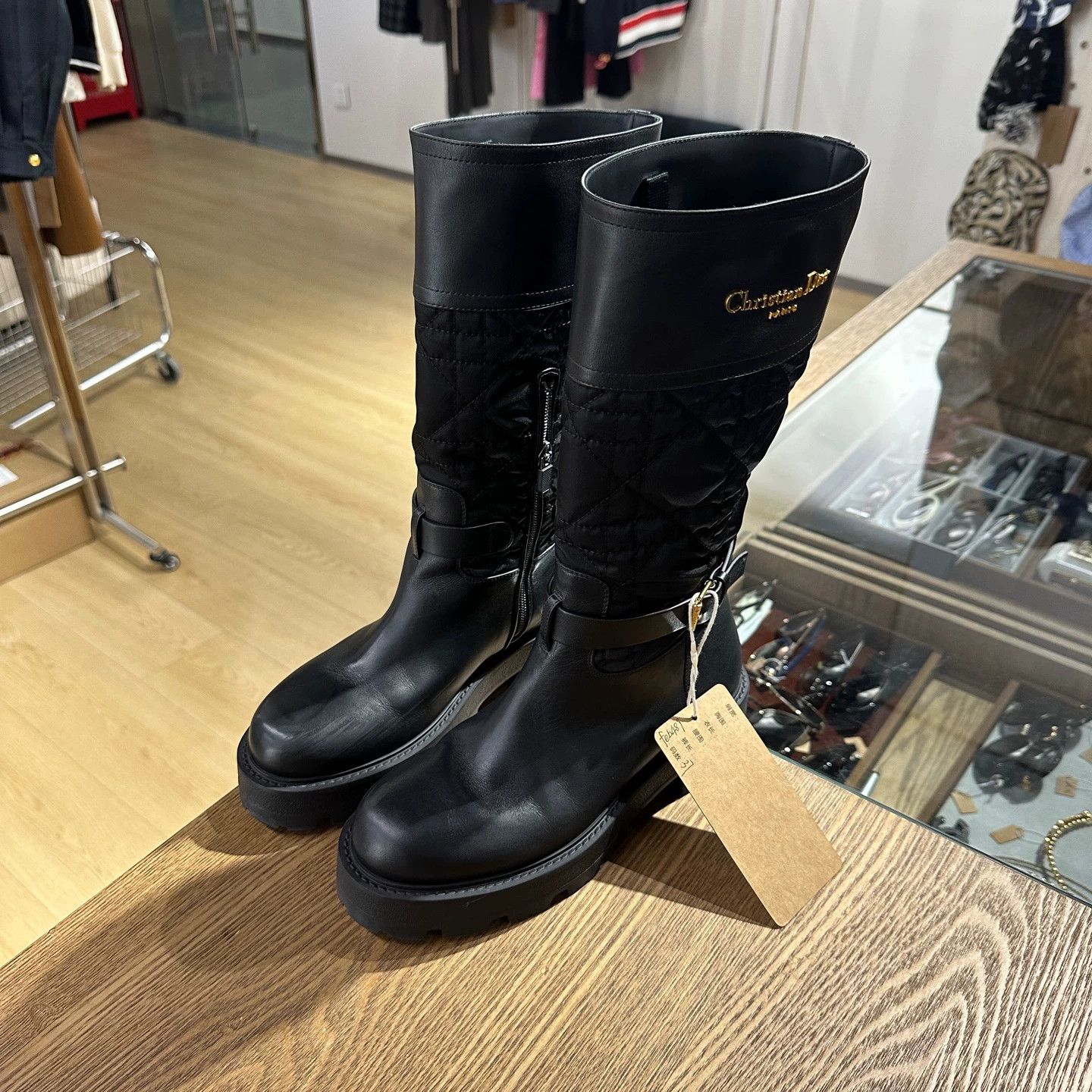 Christian Dior Monsieur Dior feb489 D-town Cannage Logo Knee-high Boots EU37 Size US 6.5 / IT 36.5 - 1 Thumbnail