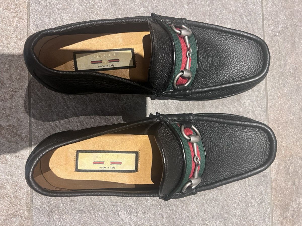 Gucci Gucci Horsebit Black Grain Leather Loafers Size US 6 / EU 39 - 6 Thumbnail