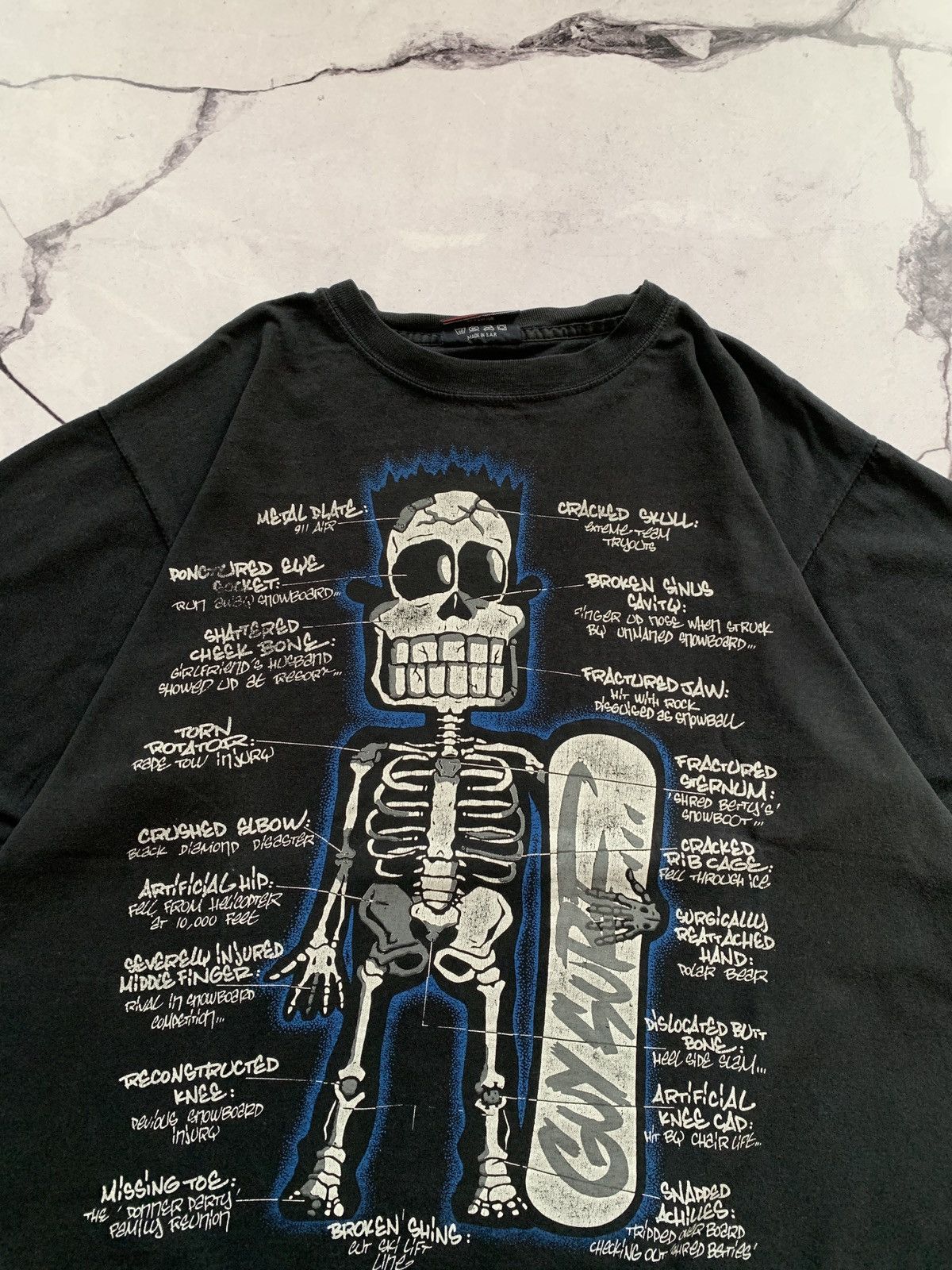 Girl Skateboards × JNCO × Vintage Vintage Bart Simpson Guy Surf 90s X- Ray Skeleton T- Shirt Size US L / EU 52-54 / 3 - 3 Thumbnail