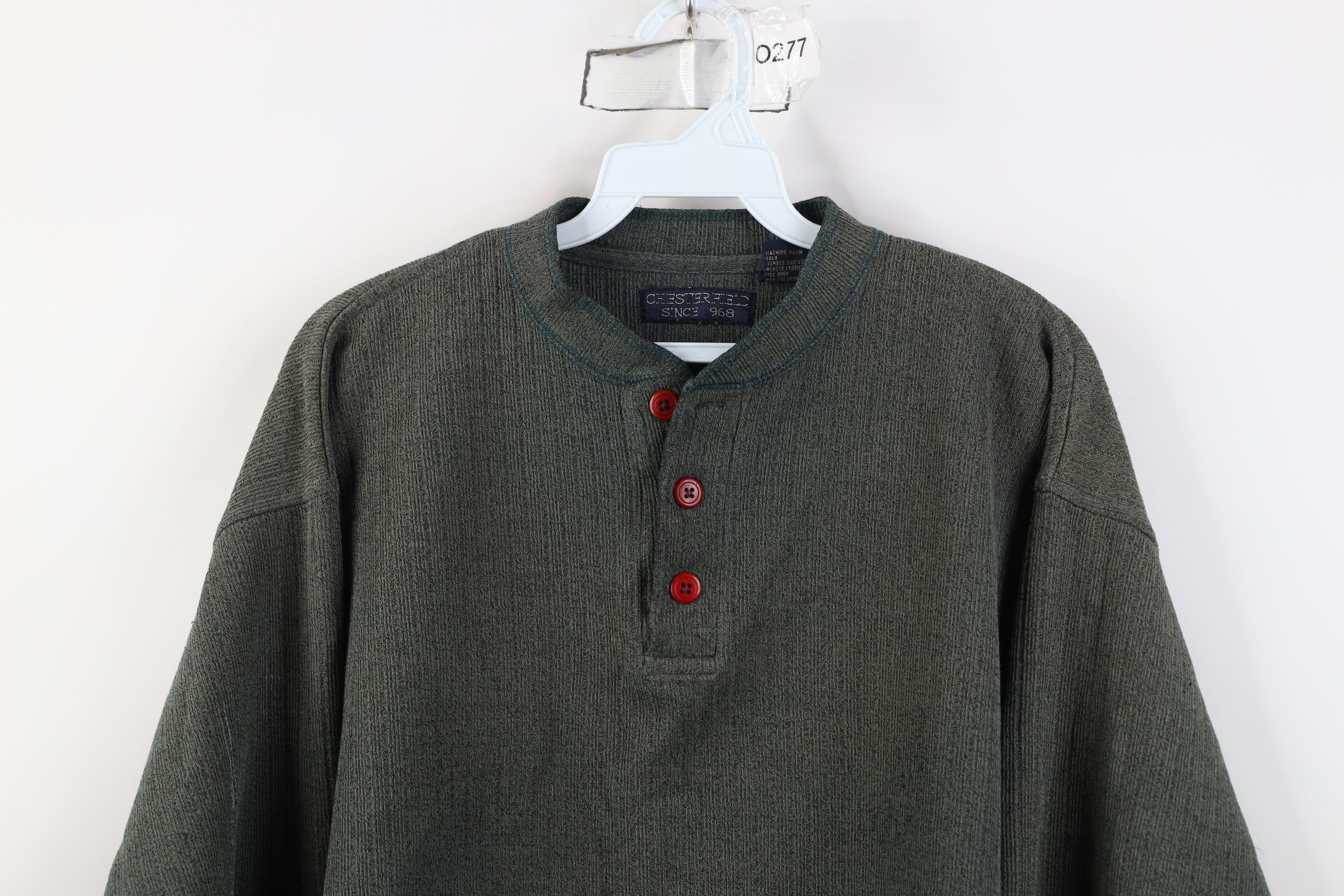Vintage Vintage 90s Streetwear Knit Long Sleeve Henley T-Shirt Green Size US L / EU 52-54 / 3 - 2 Thumbnail