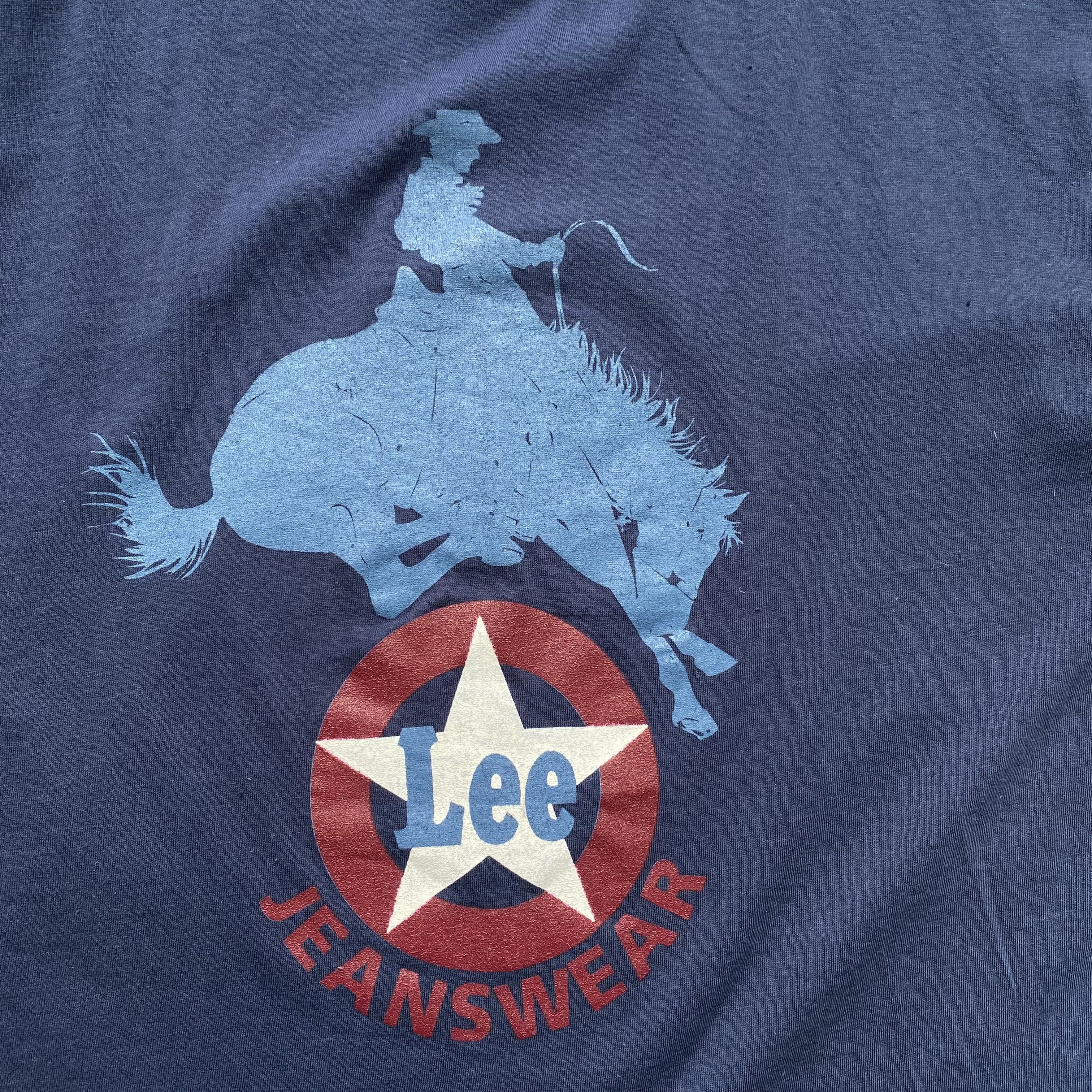 Lee 🤠 Vintage 90s Lee tee big print cowboy jeanswear t-shirt Size US M / EU 48-50 / 2 - 6 Thumbnail