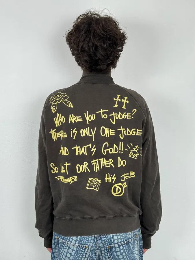 Dsquared2 AW2005 Dsquared2 Brown Religious Graphic Zip-Up Sweater Size US L / EU 52-54 / 3 - 3 Thumbnail
