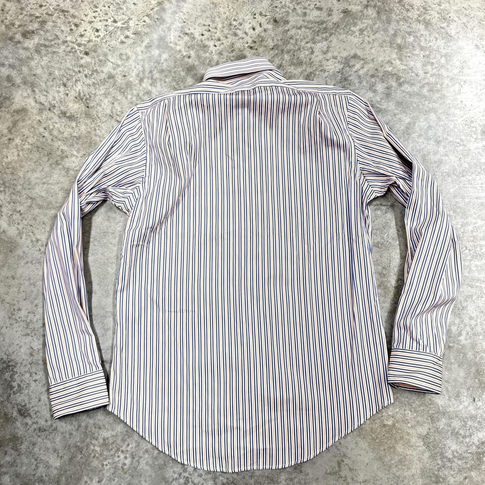 Polo Ralph Lauren Polo Ralph Lauren Shirt Mens 15.5 35 White Blue Orange Stripe Regent Custom Fit Shirt Size US L / EU 52-54 / 3 - 5 Thumbnail