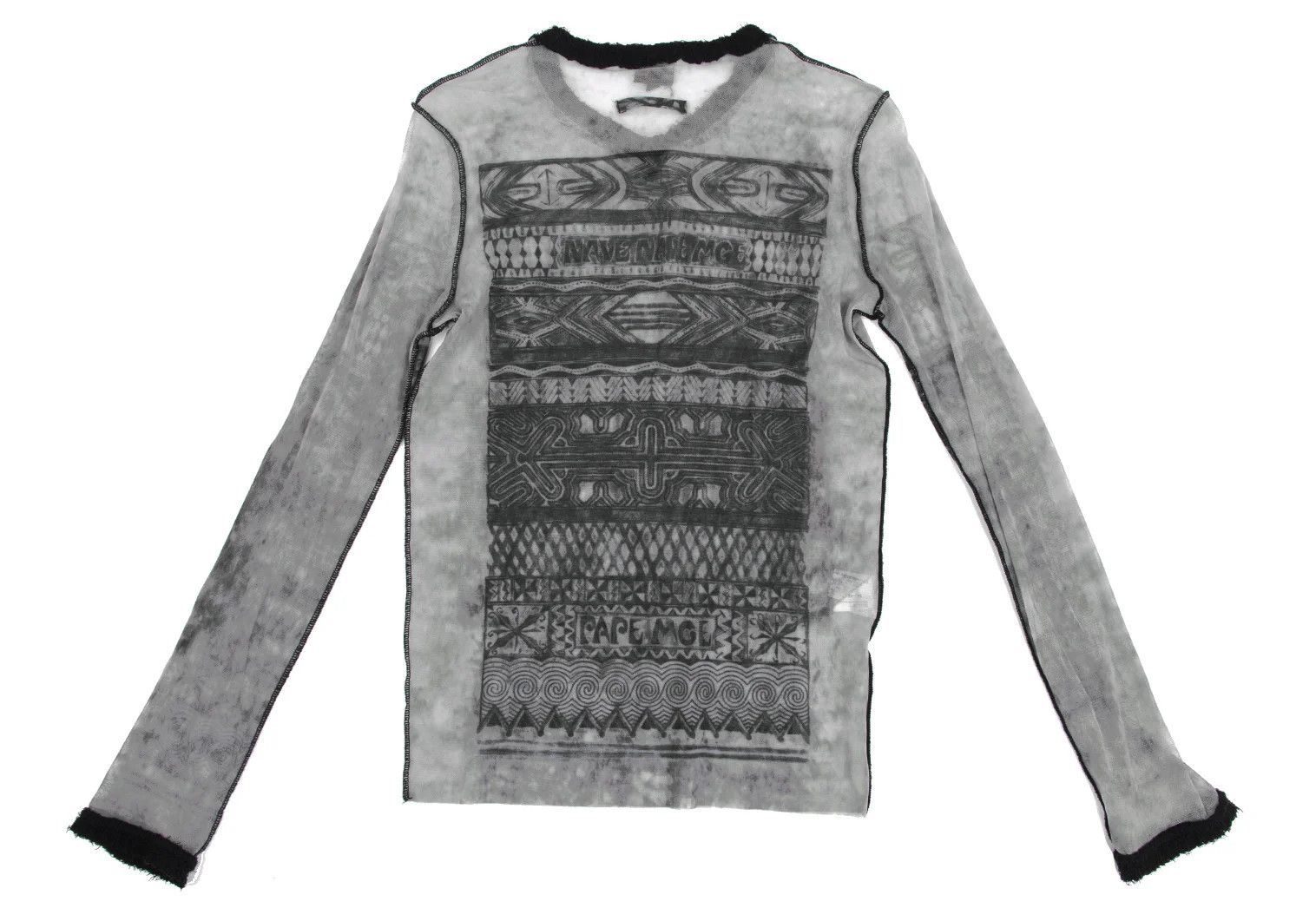 Jean Paul Gaultier Graphic Print Power Net V-Neck T-Shirt in Gray/Black Size US M / EU 48-50 / 2 - 10 Thumbnail
