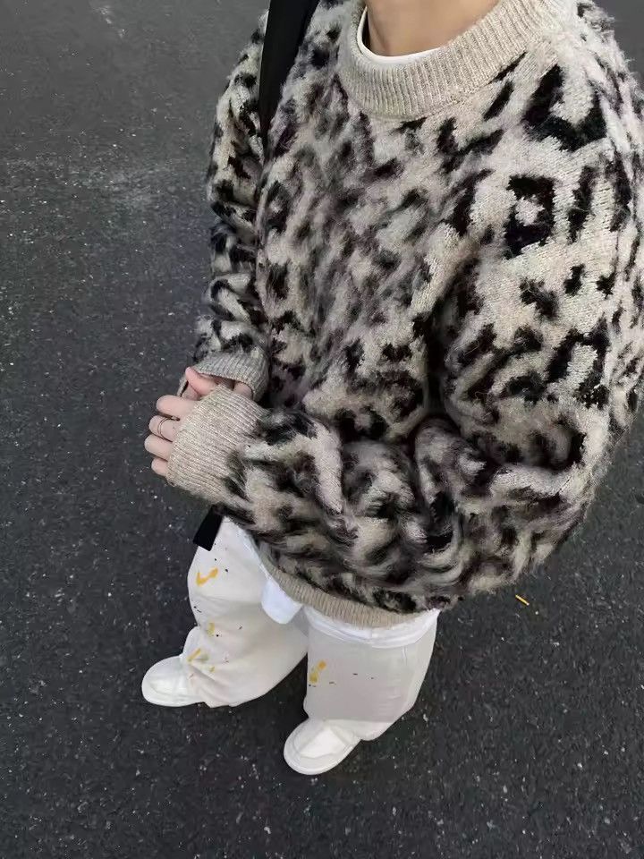 Other Leopard Loose Streetwear Outdoor Drip Trendy Sweater Size US L / EU 52-54 / 3 - 3 Thumbnail
