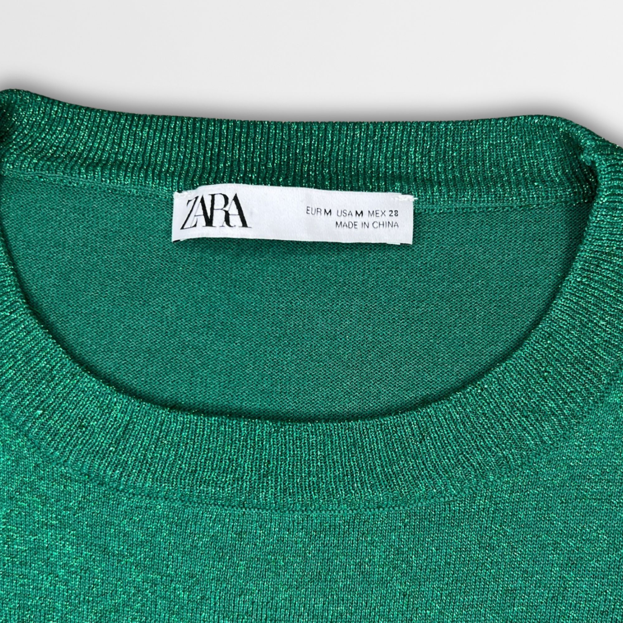 Zara Zara Green Sparkle Sweater With Ruffled Sleeves Medium Metal Size M / US 6-8 / IT 42-44 - 4 Thumbnail