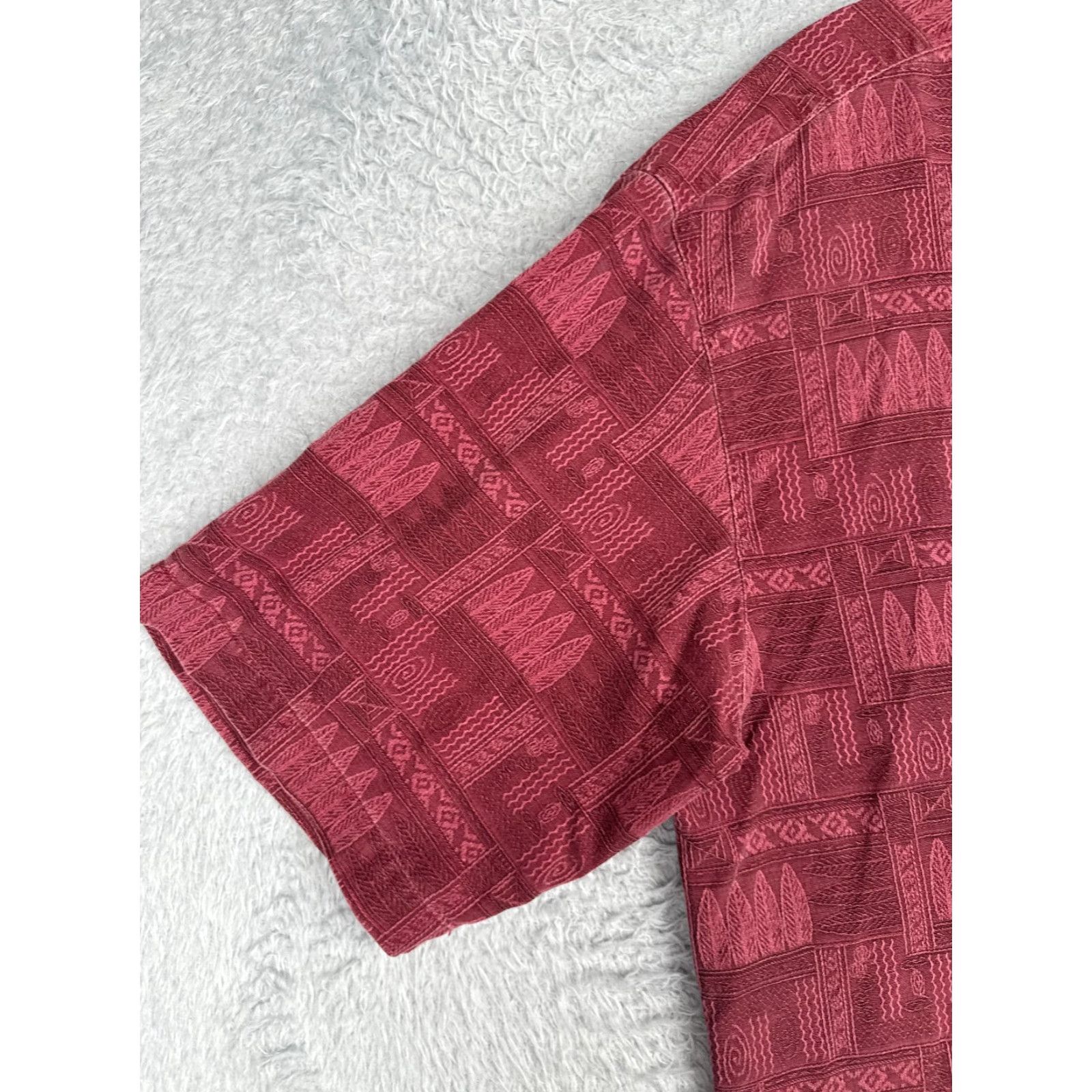 Vintage St. John's Bay Shirt Men Medium Red Surfboard Geometric Hawaiian Up 100% Silk Size US M / EU 48-50 / 2 - 3 Thumbnail
