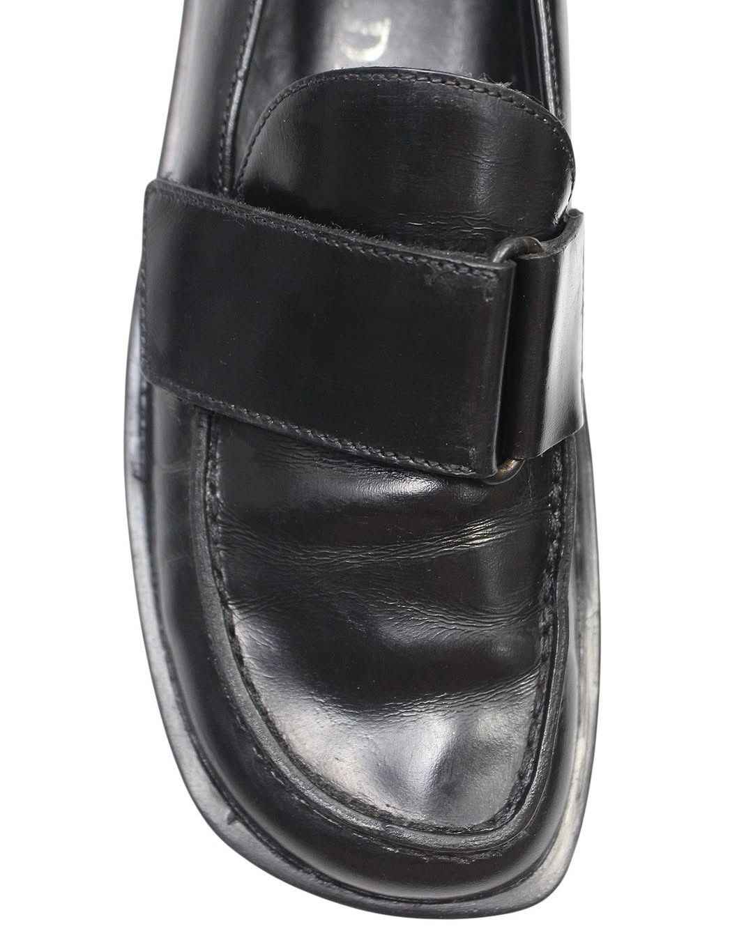 Prada SS1998 PRADA SQUARE TOE CHUNKY LEATHER LOAFERS Size US 7 / IT 37 - 5 Thumbnail
