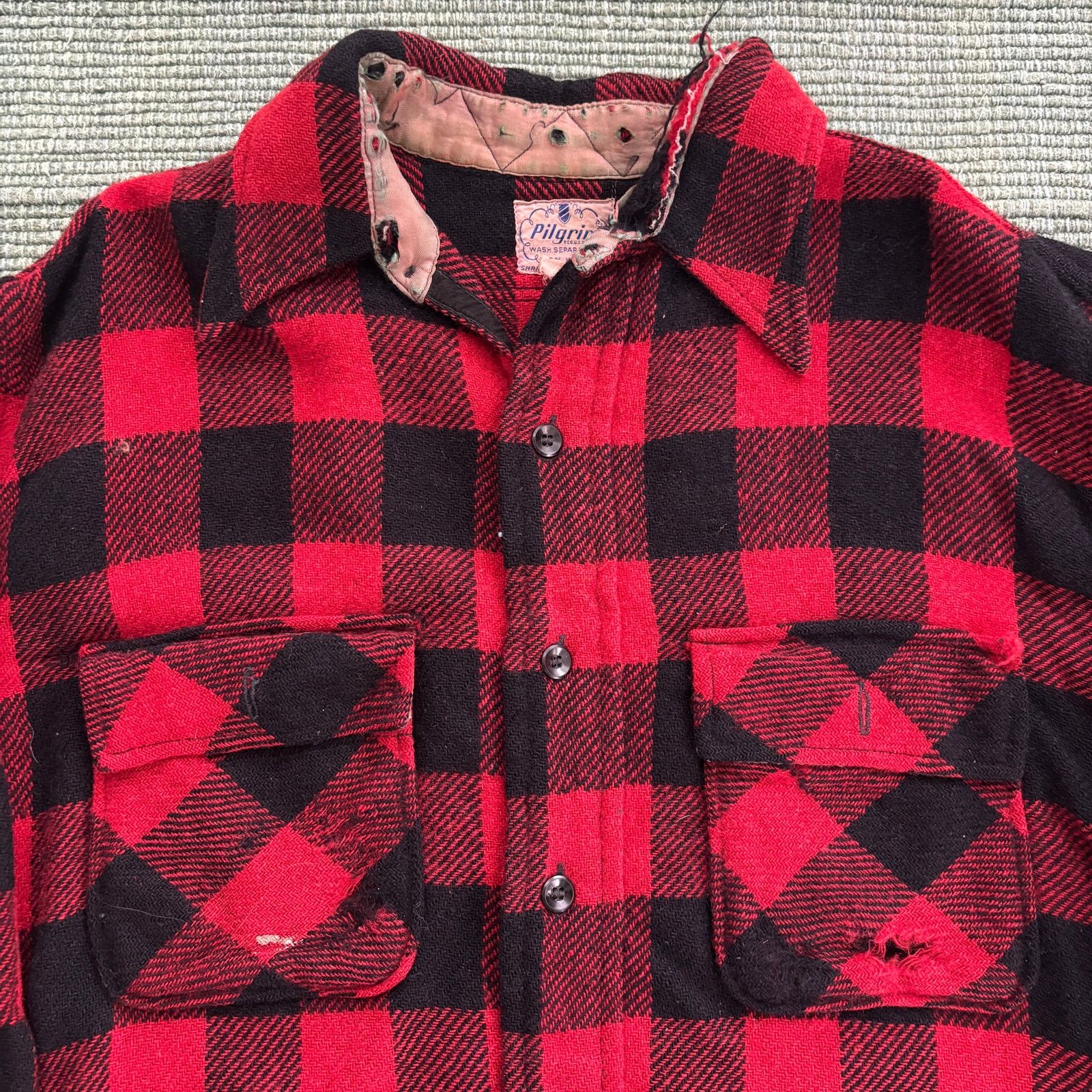 Vintage 1950s Pilgrim Vintage Red/Black Wool Flannel Shirt XL Size US XL / EU 56 / 4 - 1 Thumbnail