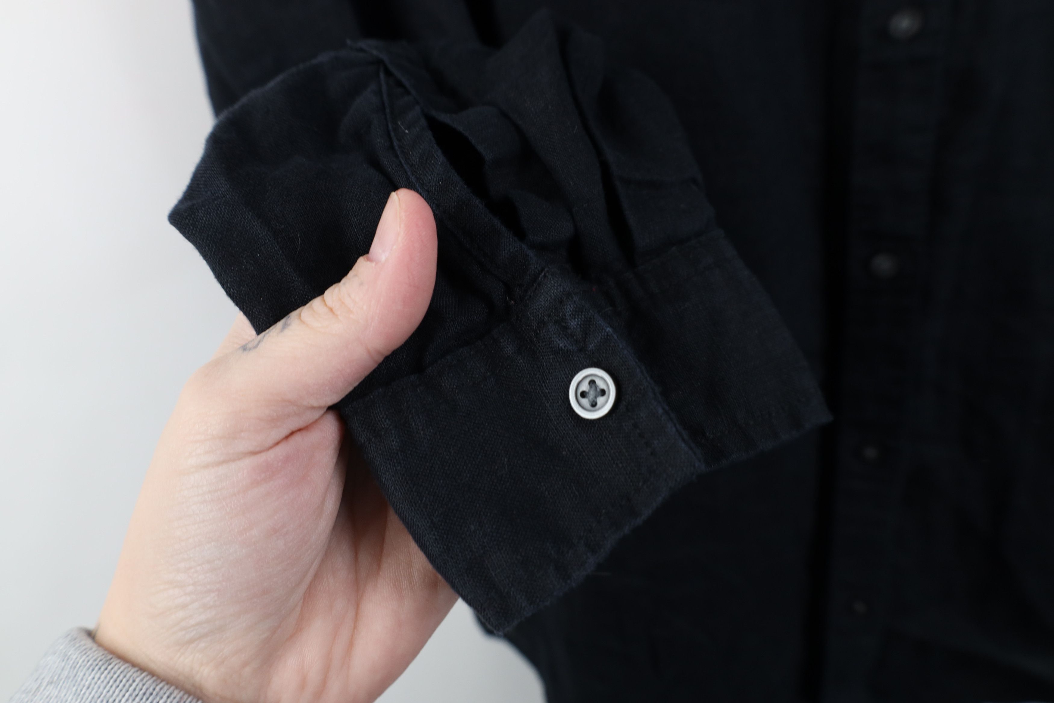 Gap Vintage Y2K Gap Linen Baggy Boyfriend Fit Button Shirt Black Size L / US 10 / IT 46 - 7 Thumbnail