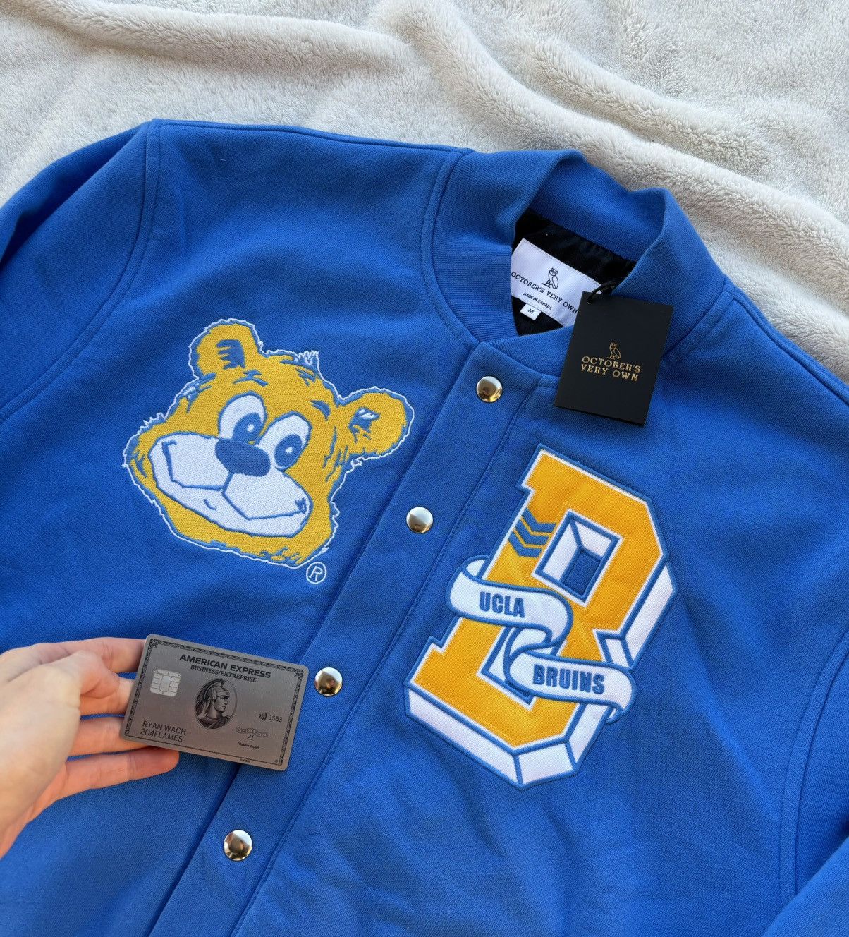 October's Very Own OVO x Bruins Blue Fleece Varsity Jacket Size US L / EU 52-54 / 3 - 2 Thumbnail