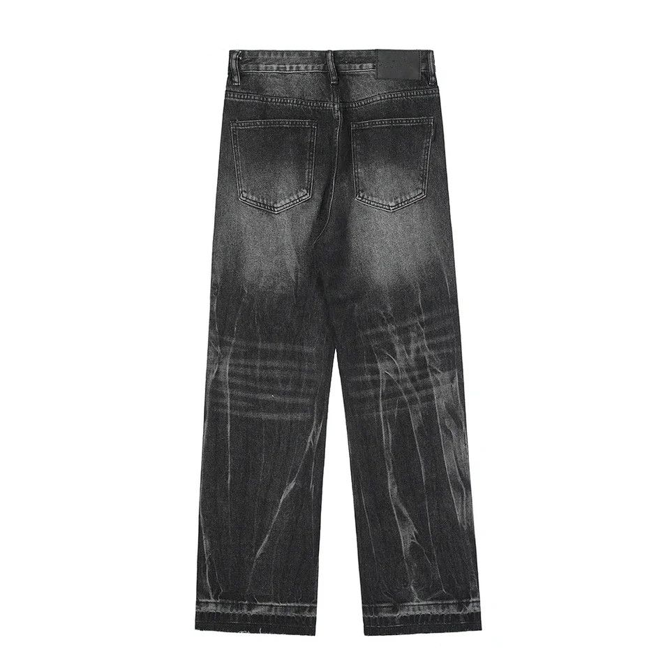 Jean × Vintage Black Gray Denim Raw Edge Loose Jeans Size US 26 / EU 42 - 7 Thumbnail