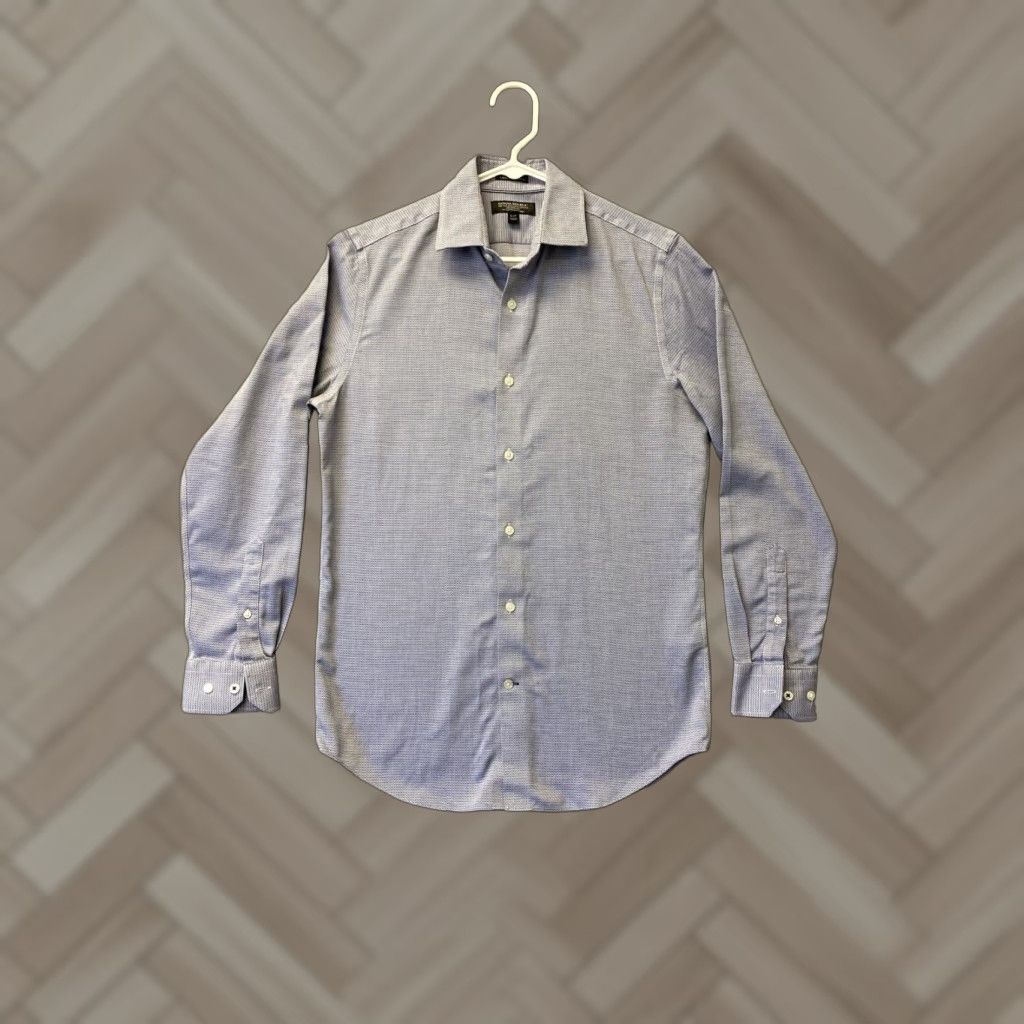 Banana Republic VINTAGE Banana Republic Dress Shirt Men's Slim Fit Long Sleeve Casual All Seasons Geometric Pattern Gray Size S Size 36R - 1 Thumbnail