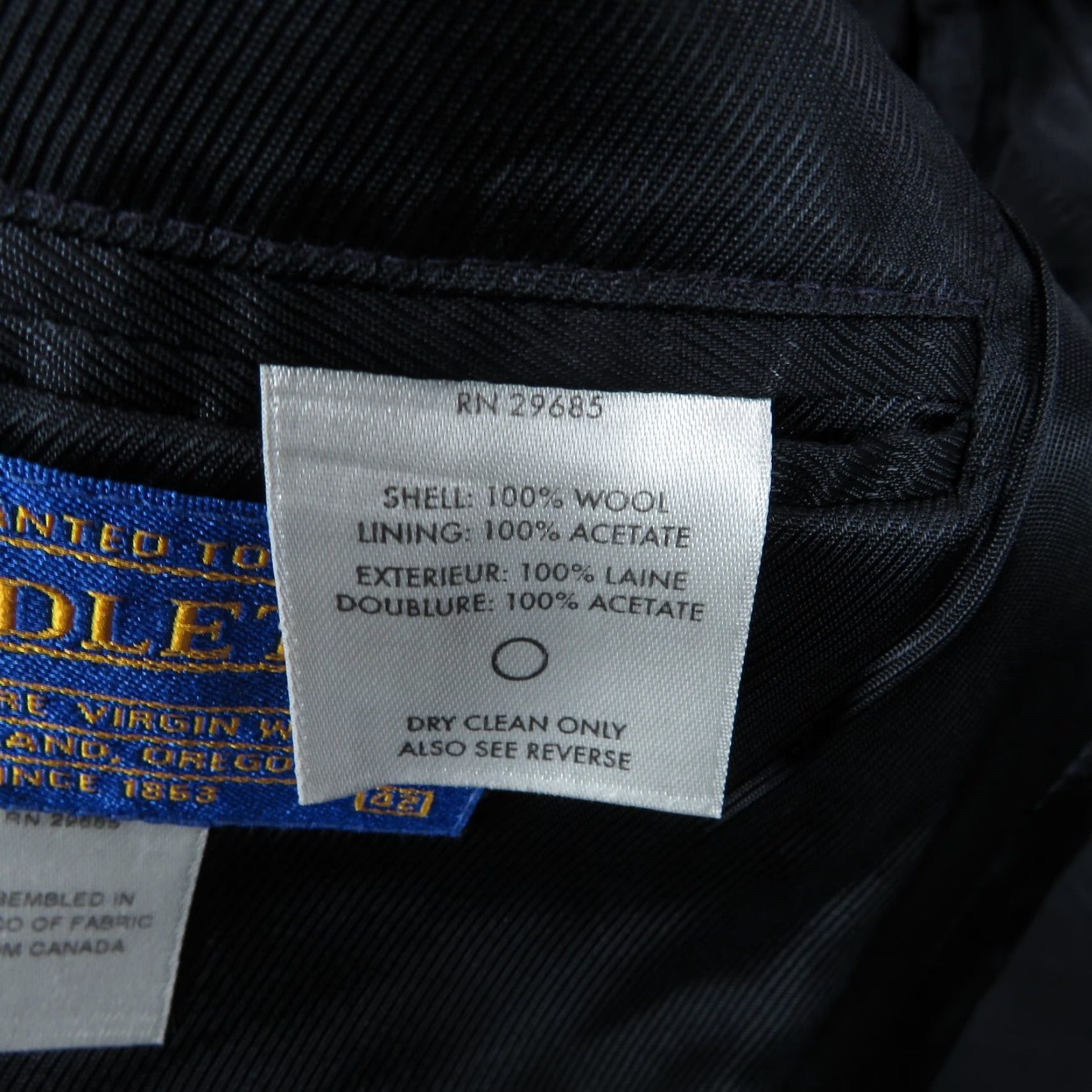 Pendleton VINTAGE Pendleton Blazer Jacket Mens 42L Navy Virgin Wool Casual Office Wear Business Blue 80s 90s Classic College School University Mens Size 42R - 7 Thumbnail