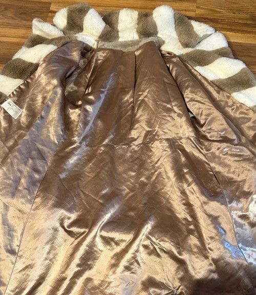 Sears Vintage Sears Fashions Brown White Stripe Faux Fur Coat Size L / US 10 / IT 46 - 6 Thumbnail