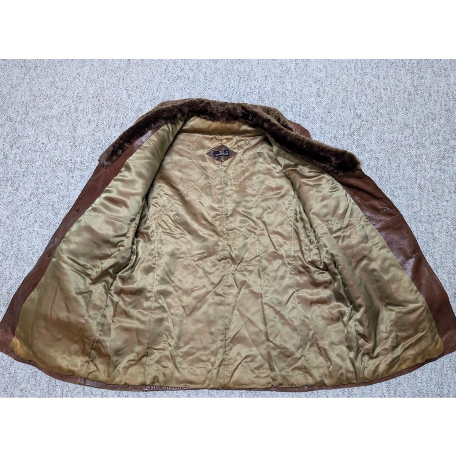 Vintage VINTAGE Cortefiel overcoat Men Belted Lambskin Leather 44 L Brown Fur Collar Coat Fur Barnstomer Norfolk Mouton Size US L / EU 52-54 / 3 - 3 Thumbnail