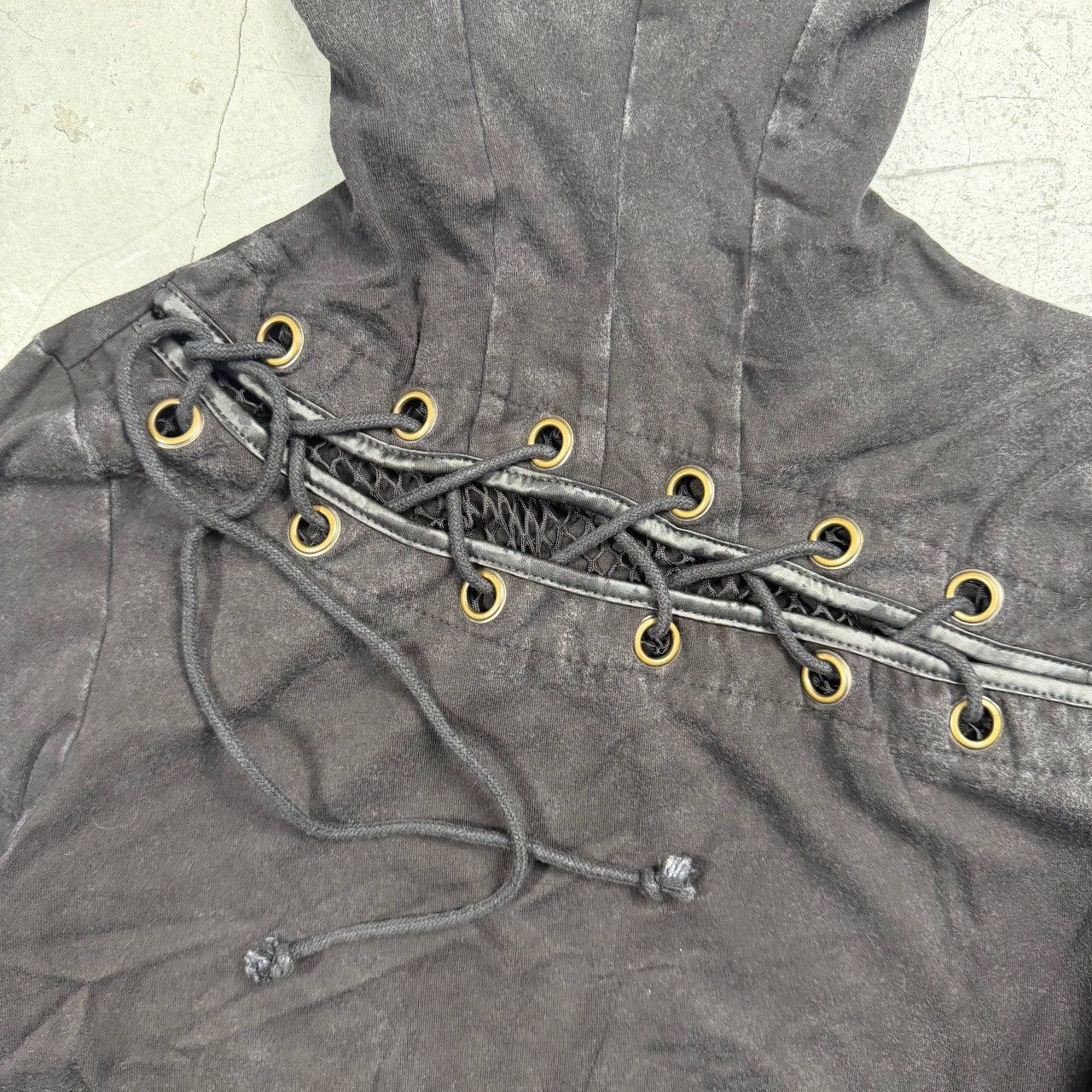 14th Addiction Punk Rave Goth Cyberpunk Mesh Cutout Hooded Top Size M / US 6-8 / IT 42-44 - 4 Thumbnail