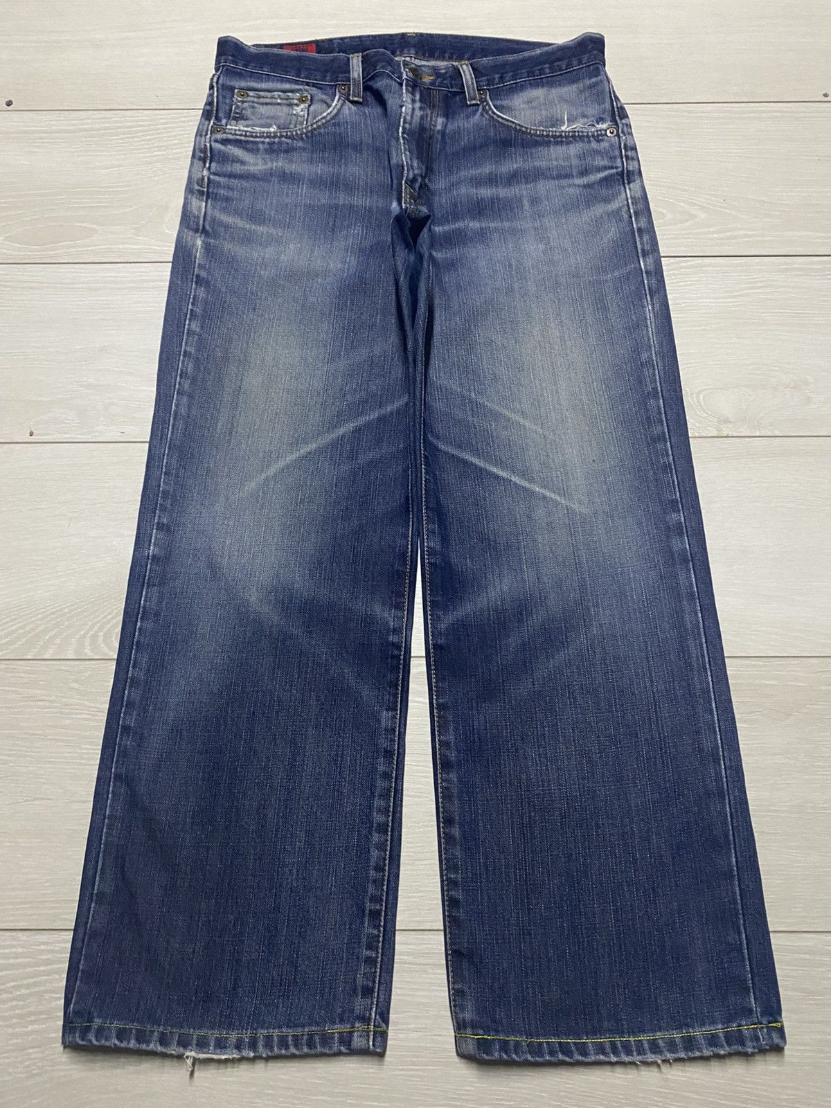 Edwin Vintage Edwin 503 Faded Mud Wash Distressed Loose Jeans Size US 32 / EU 48 - 1 Thumbnail